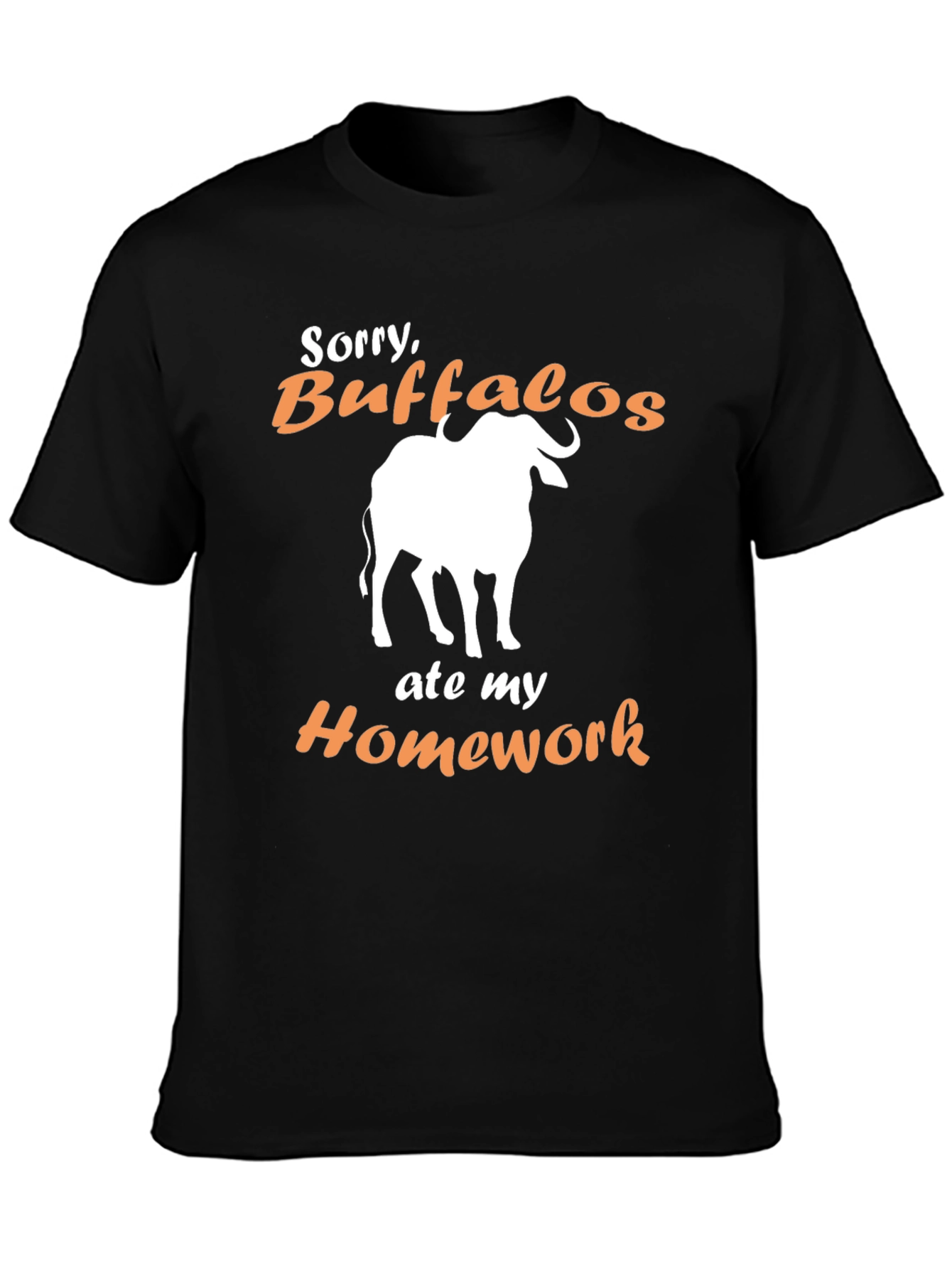 Black Buffalo Ate My Homework Funny T-Shirt view 3