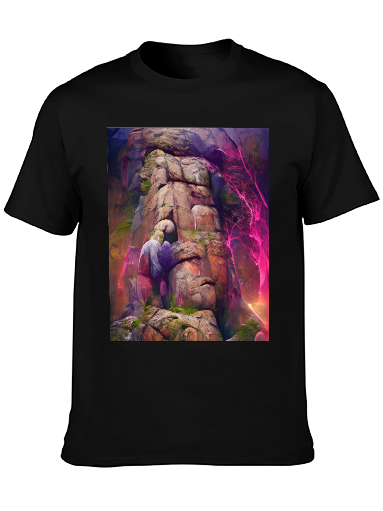 Black Mystical Mountain T-Shirt - Fantasy Art Tee view 3