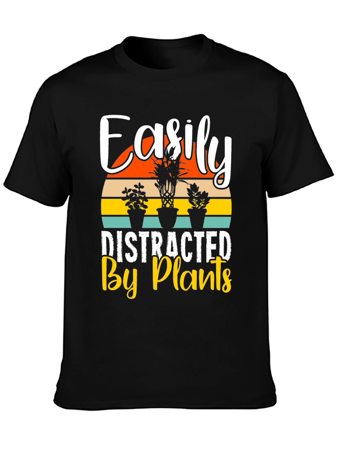 Black Easily Distracted By Plants Graphic T-Shirt view 3