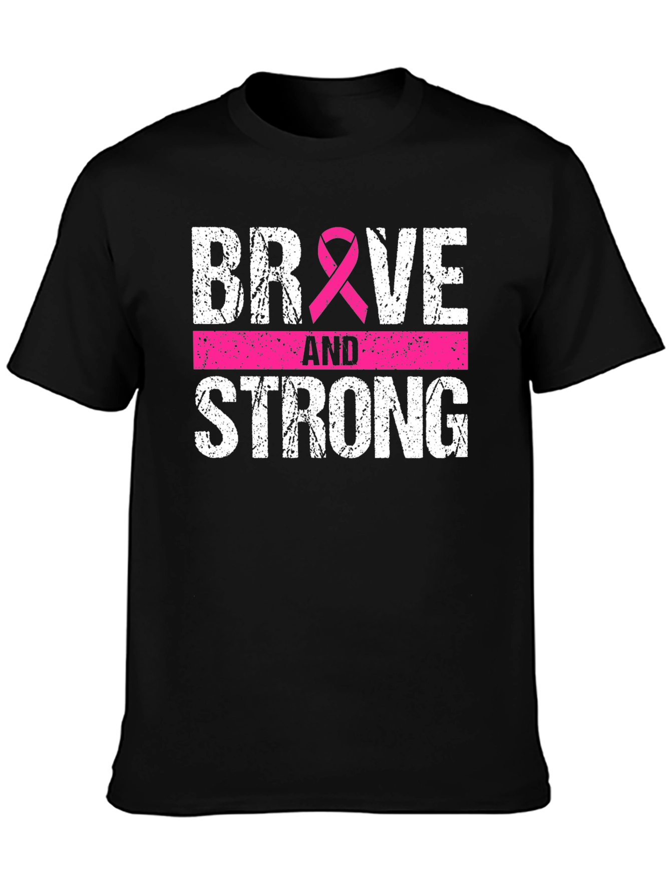 Black Brave and Strong Breast Cancer Awareness Tee view 3