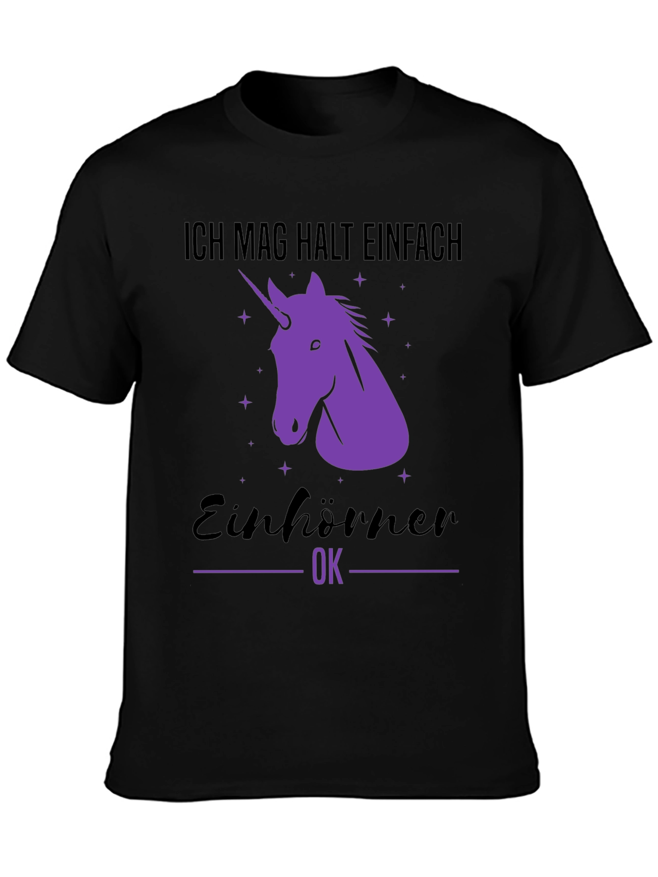 Black Unicorn T-Shirt - "Ich mag halt einfach Einhörner OK" view 3
