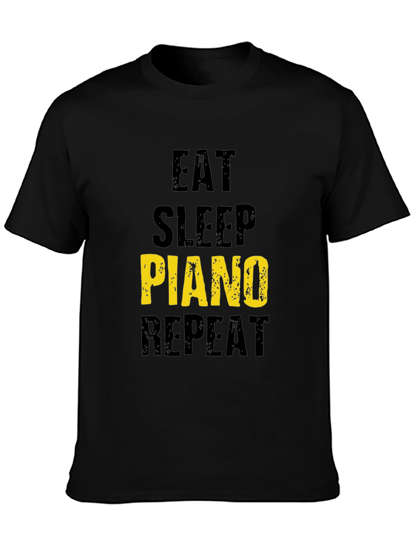 Black Eat Sleep Piano Repeat Black T-Shirt view 3