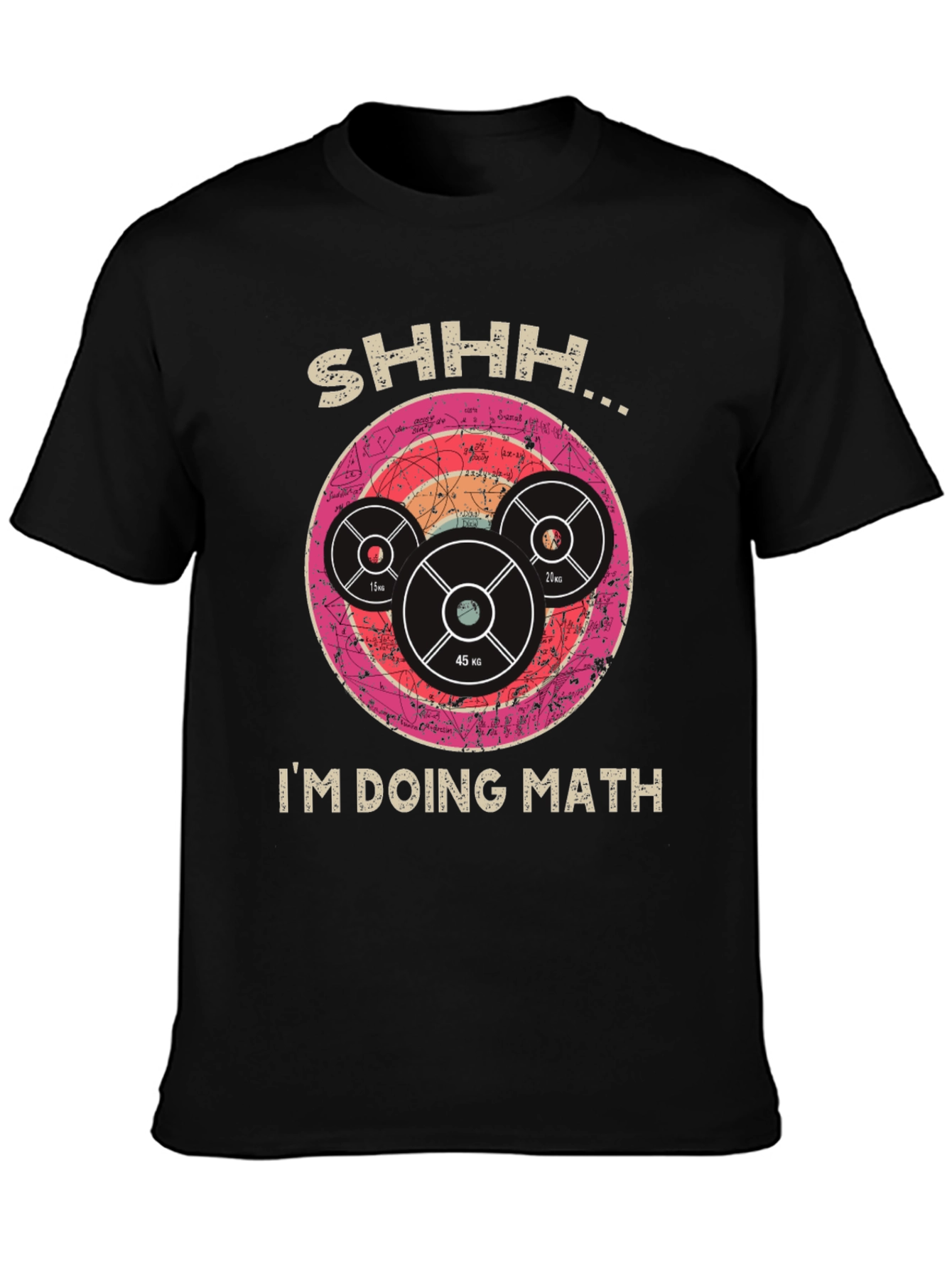 Black Shhh I'm Doing Math Gym Weightlifting T-Shirt view 3