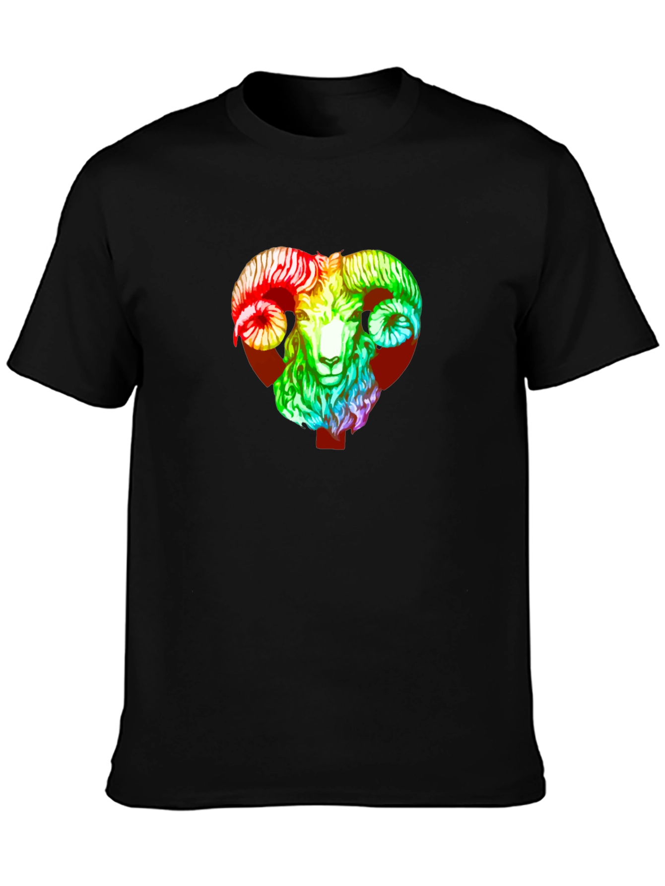 Black Rainbow Ram Graphic Tee - Black Unisex T-Shirt view 3