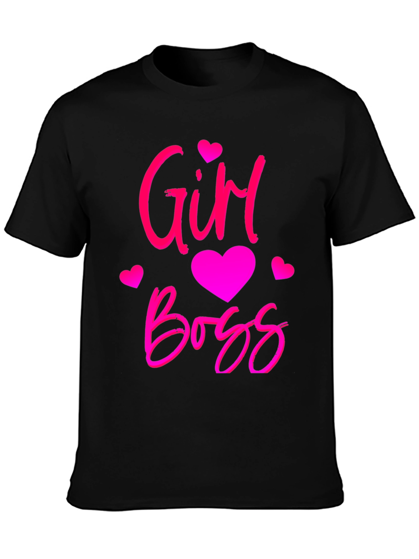 Black Girl Boss Black T-Shirt with Pink Design view 3