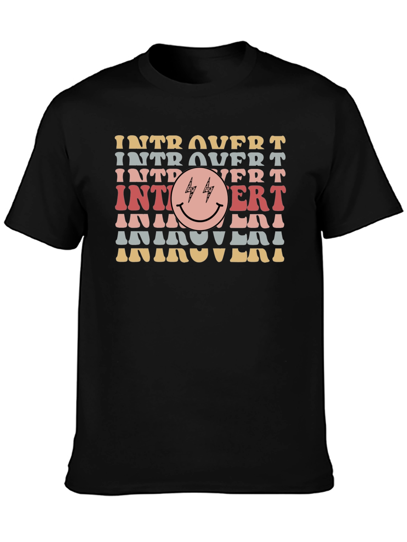 Black Introvert Smiley Face Graphic Tee view 3
