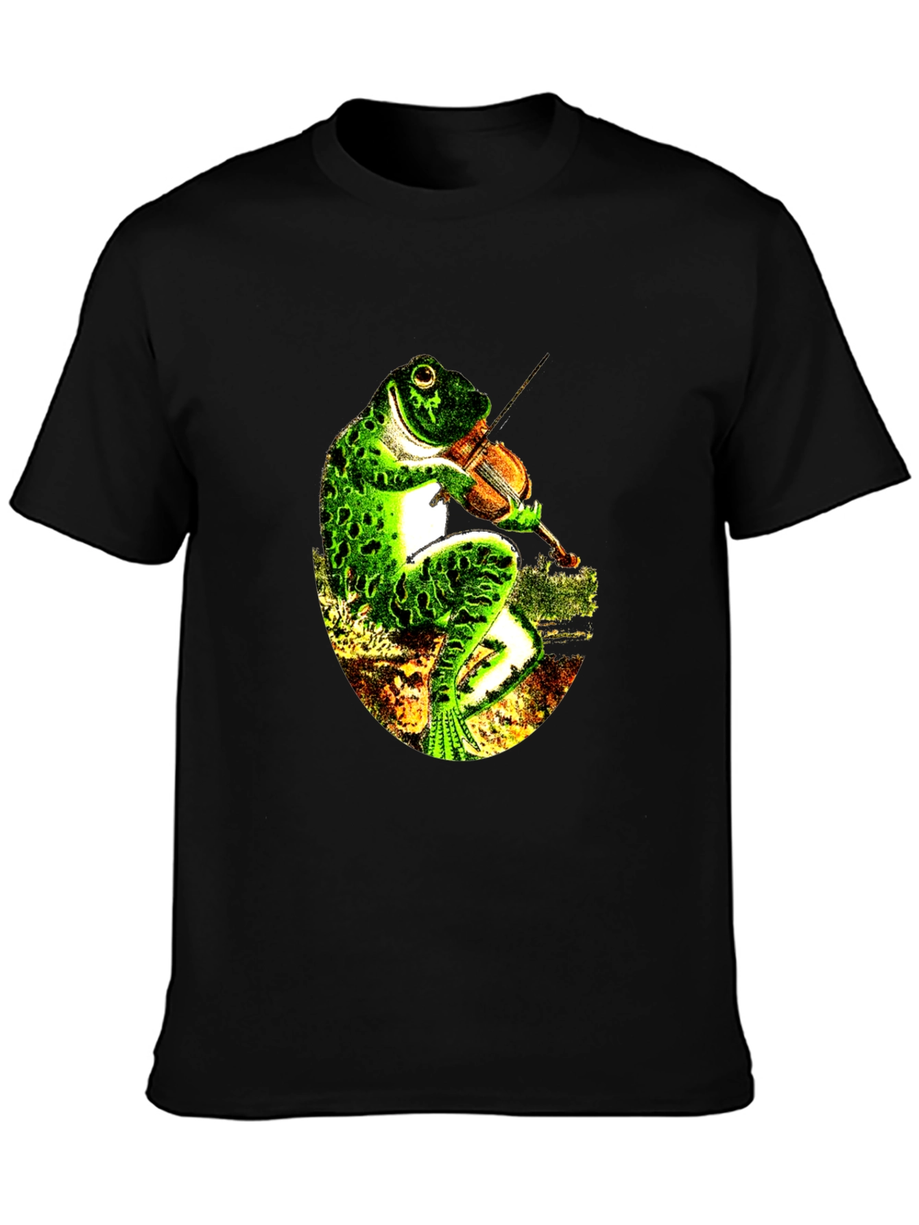 Black Frog Playing Violin Black T-Shirt view 3