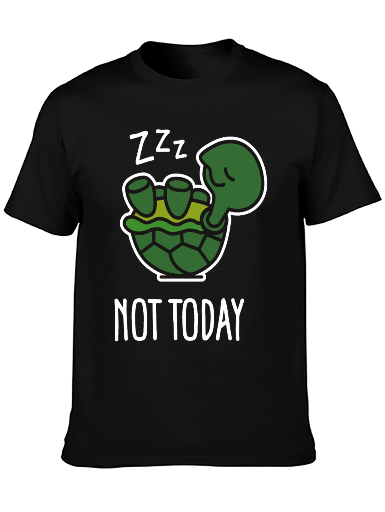 Black Funny Turtle "Not Today" Graphic T-Shirt view 3