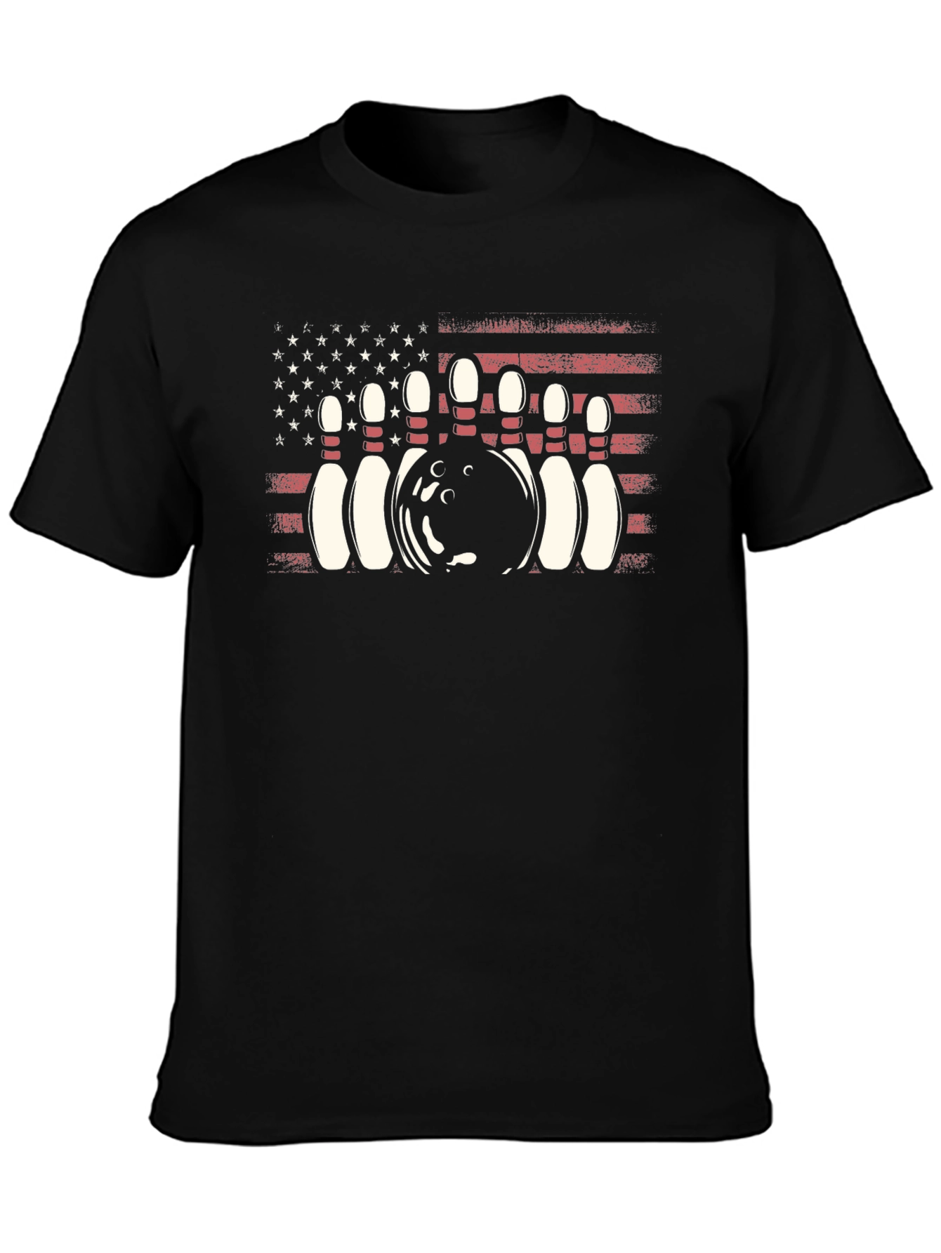 Black Bowling USA Flag Graphic T-Shirt view 3