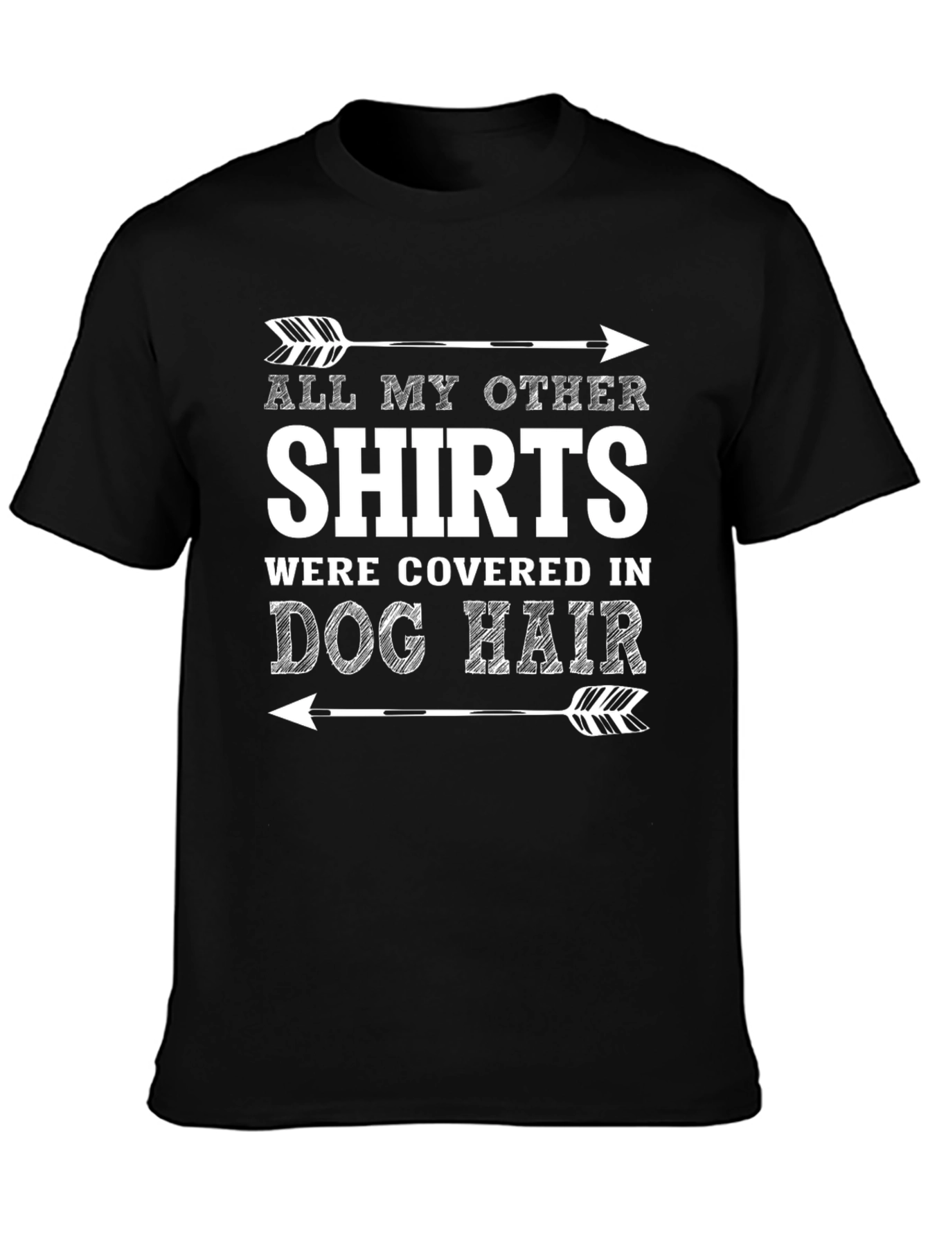 Black Dog Hair T-Shirt - Funny Arrow Design view 3
