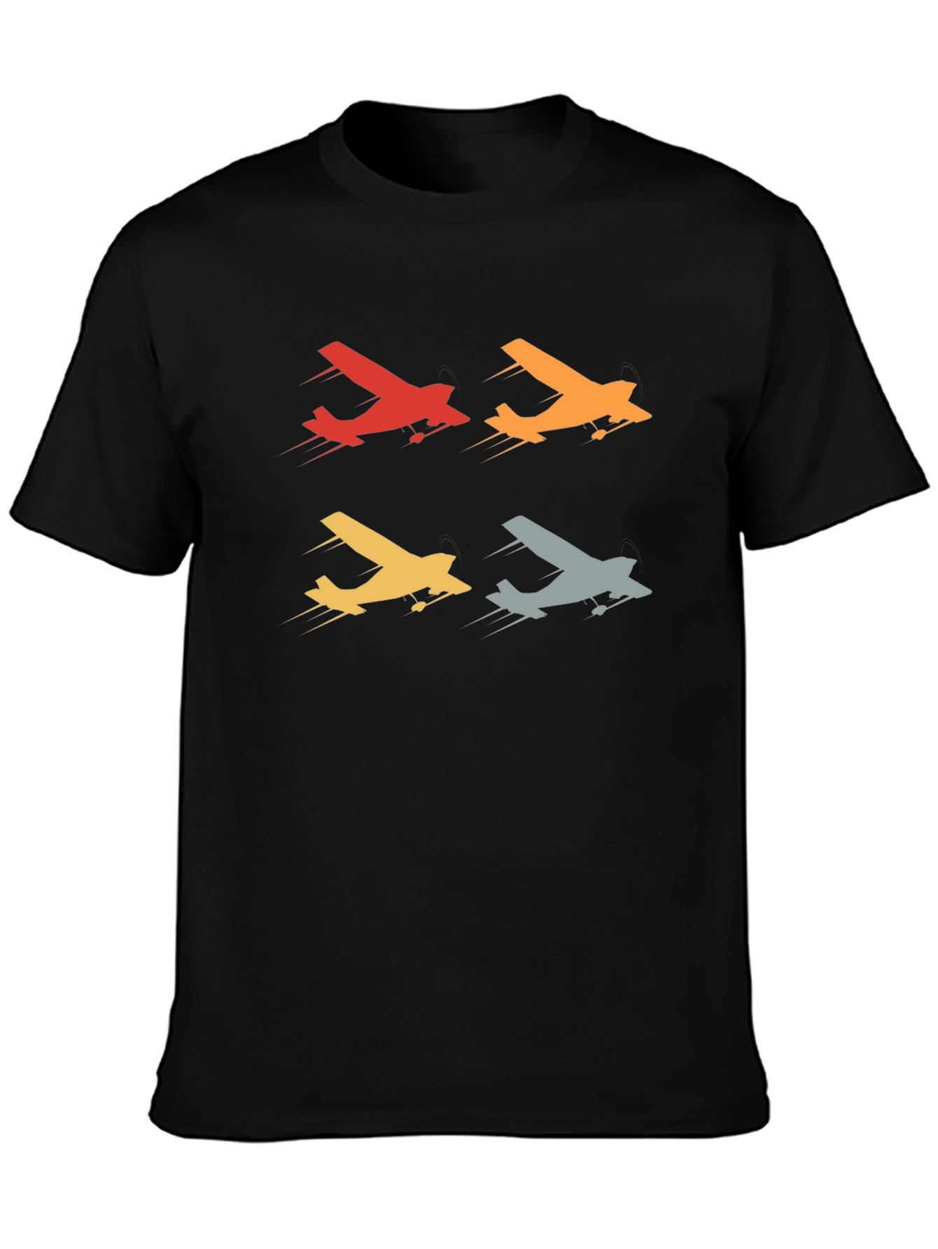 Black Retro Airplane T-Shirt - Vintage Aviation Design view 3