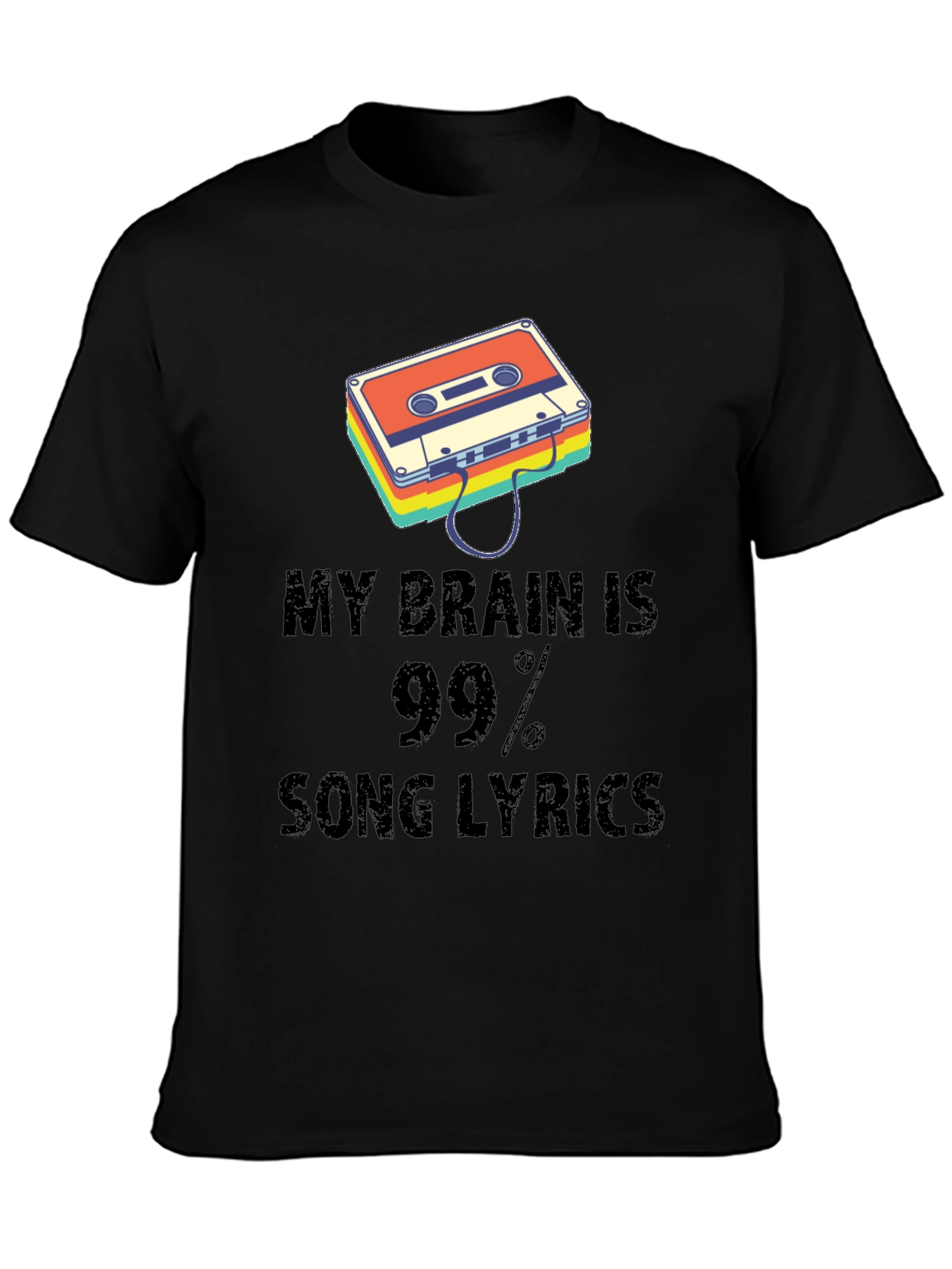 Black Song Lyrics Mindset T-Shirt view 3