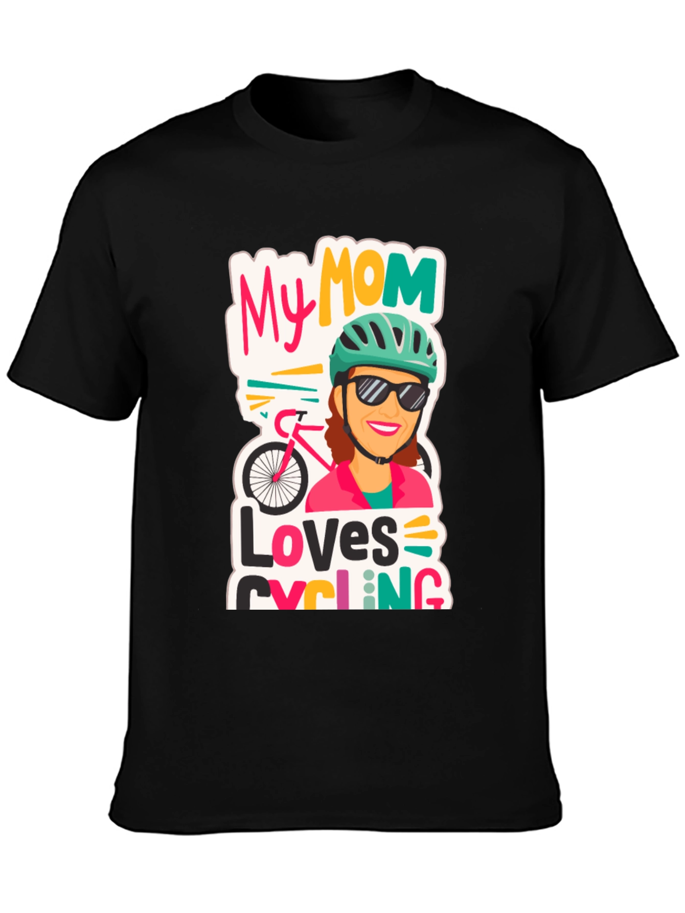 Black My Mom Loves Cycling Black T-Shirt view 3