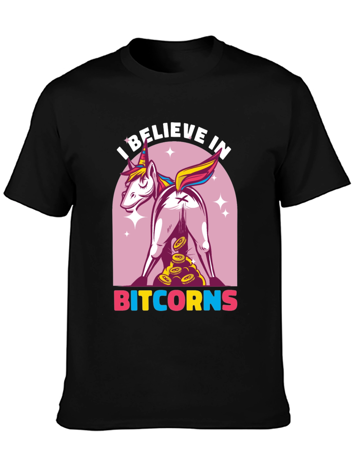 Black Bitcoin Unicorn T-Shirt - Crypto Humor Tee view 3