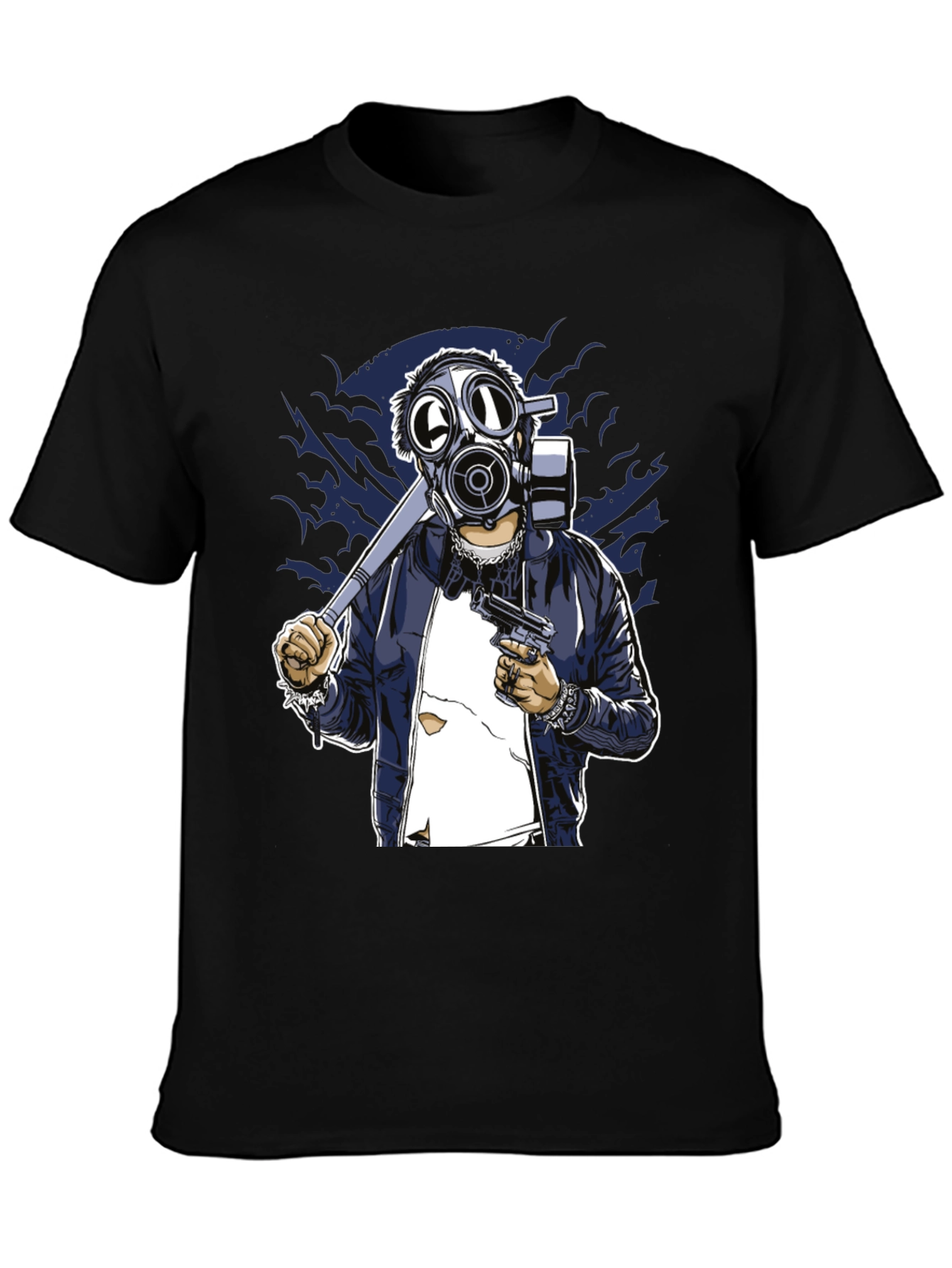 Black Gas Mask Graphic T-Shirt - Edgy Streetwear Tee view 3