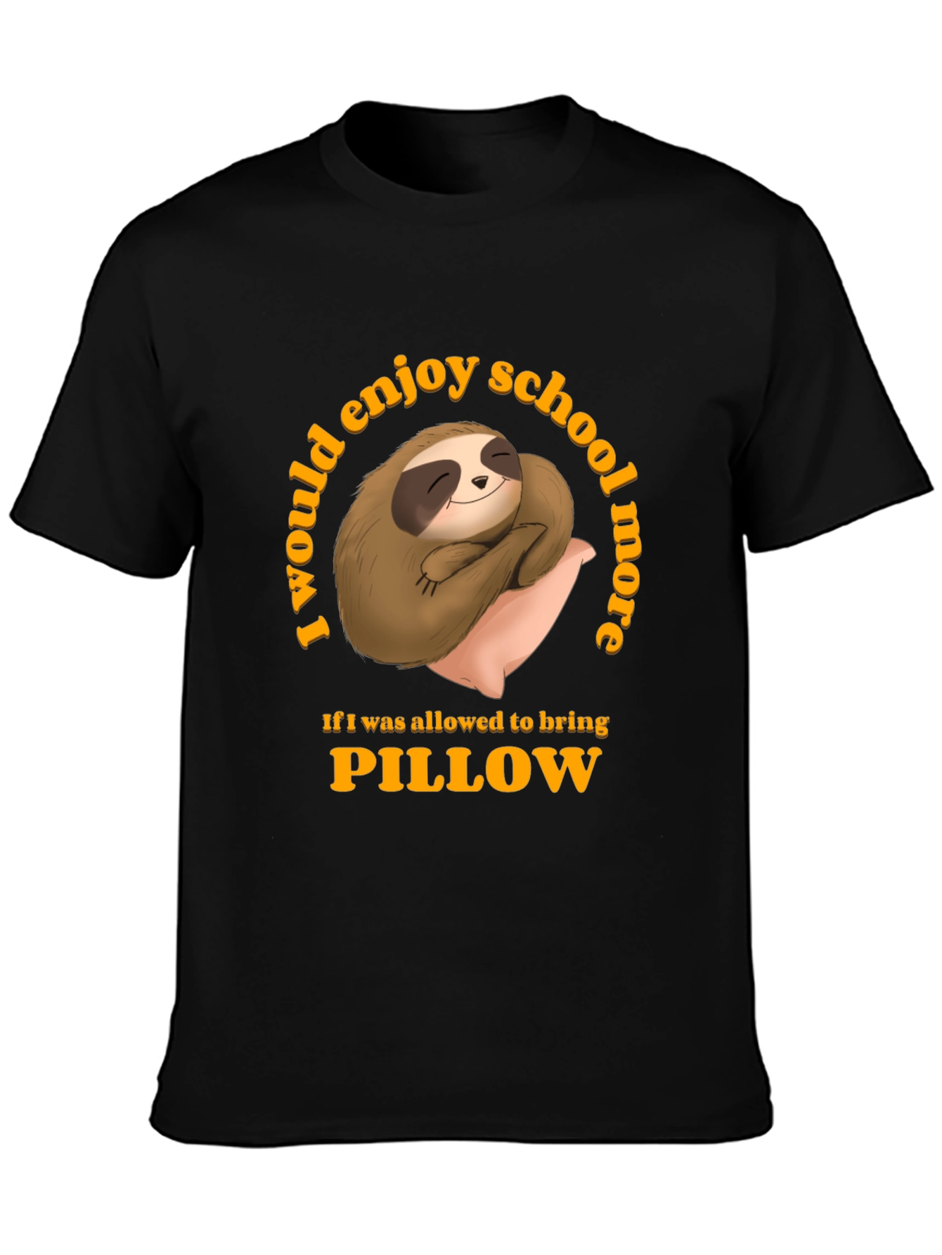 Black Sloth Pillow T-Shirt - School Nap Time Tee view 3