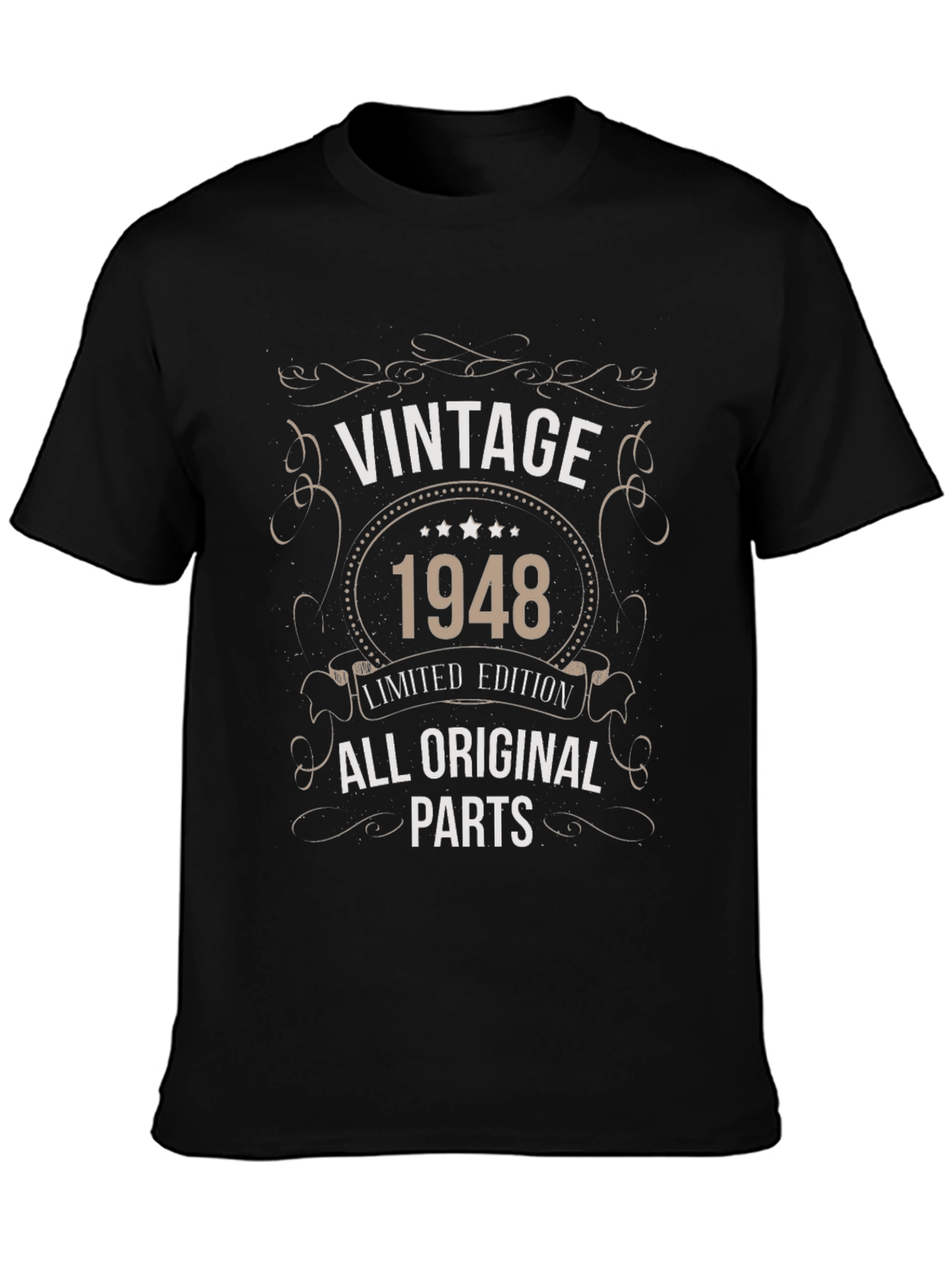 Black Vintage 1948 All Original Parts T-Shirt view 3