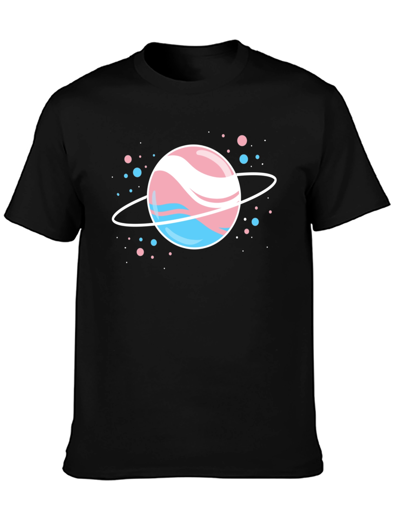Black Transgender Pride Planet T-Shirt - Black view 3