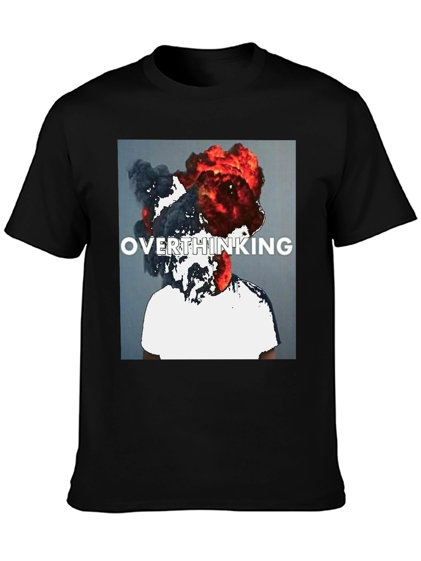 Black Overthinking Graphic Tee - Unique Statement T-Shirt view 3
