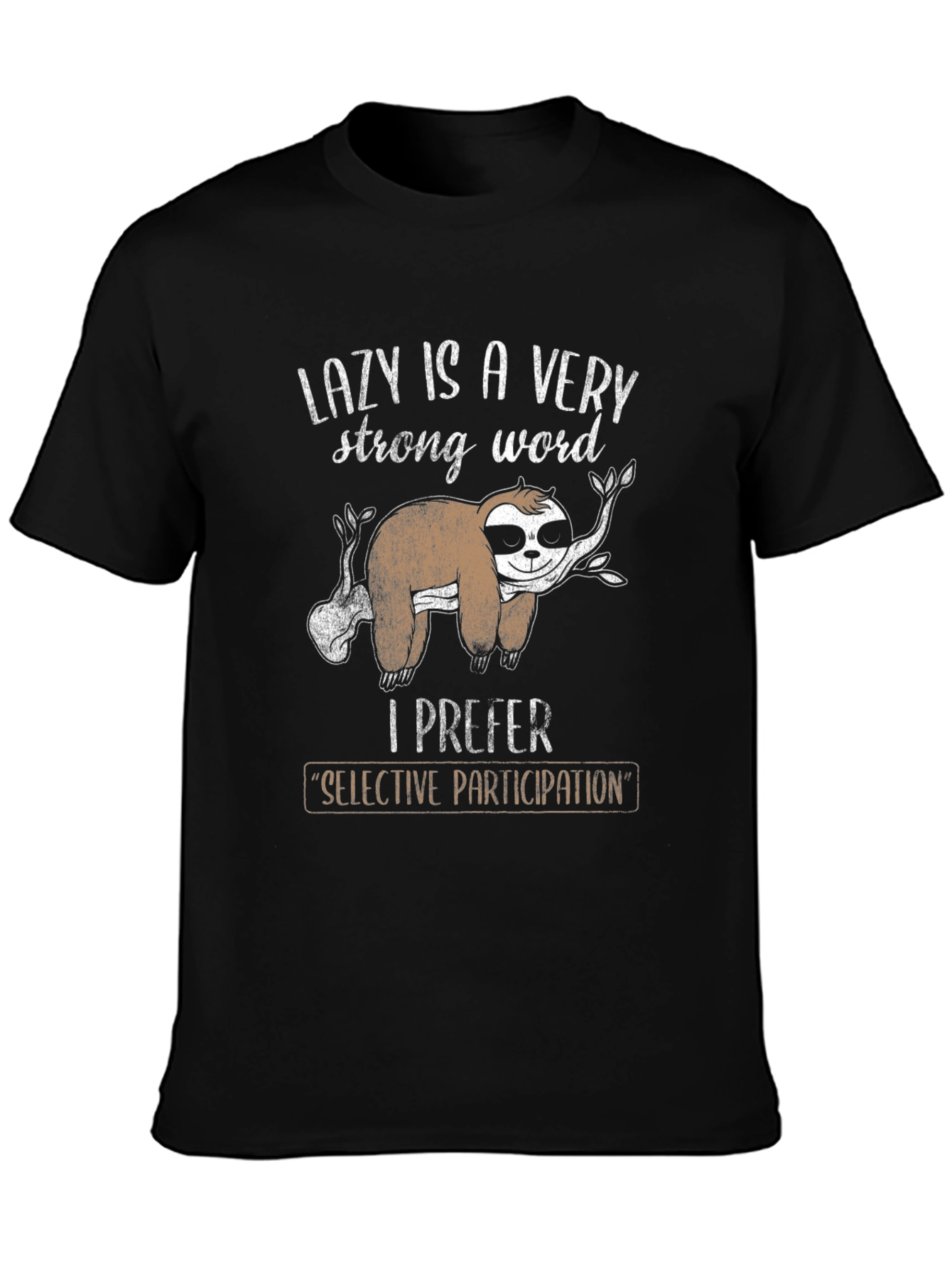 Black Lazy Sloth Graphic Tee - Selective Participation view 3