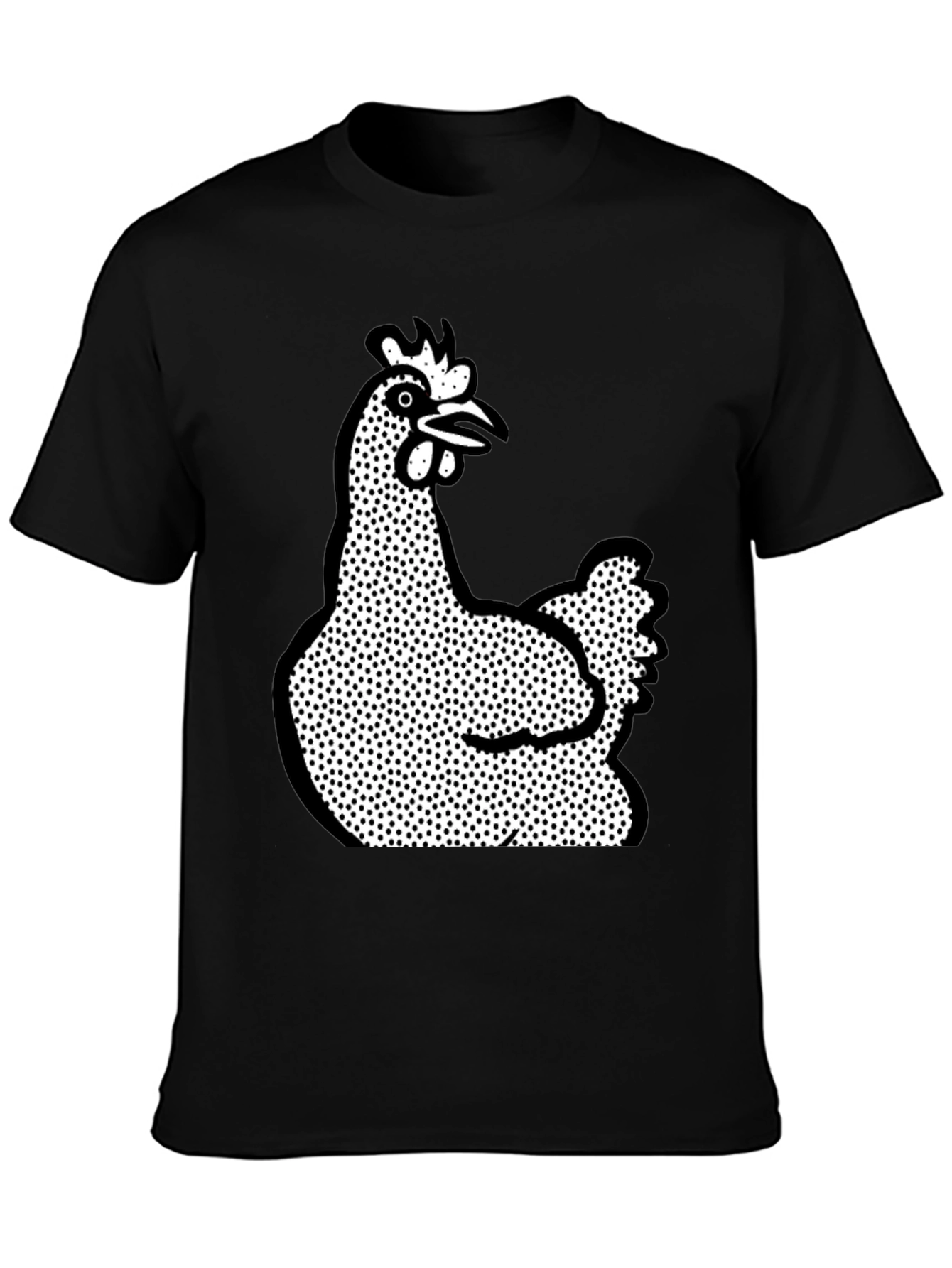Black Quirky Chicken Graphic T-Shirt - Black view 3