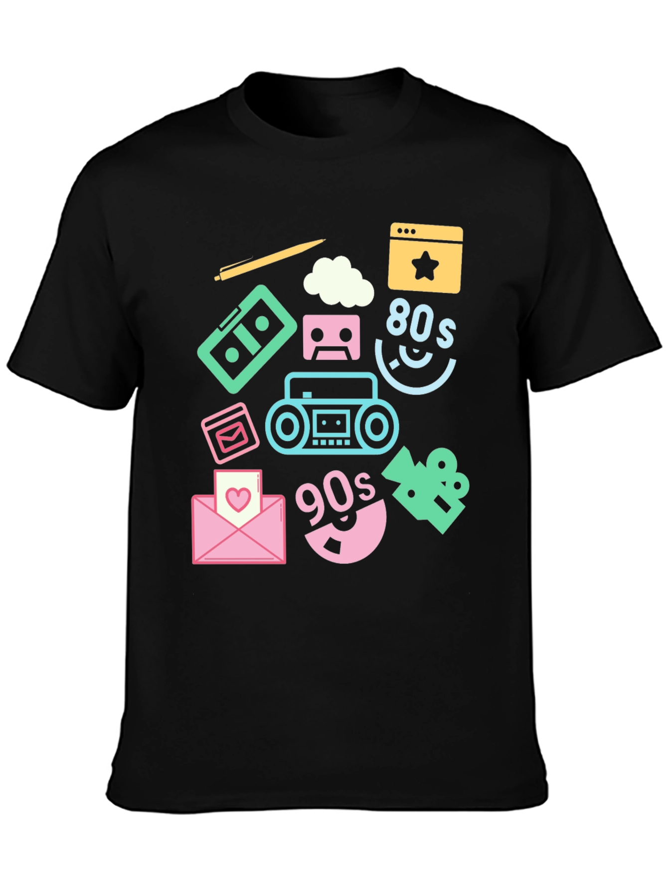 Black Retro 80s & 90s Graphic Tee view 3