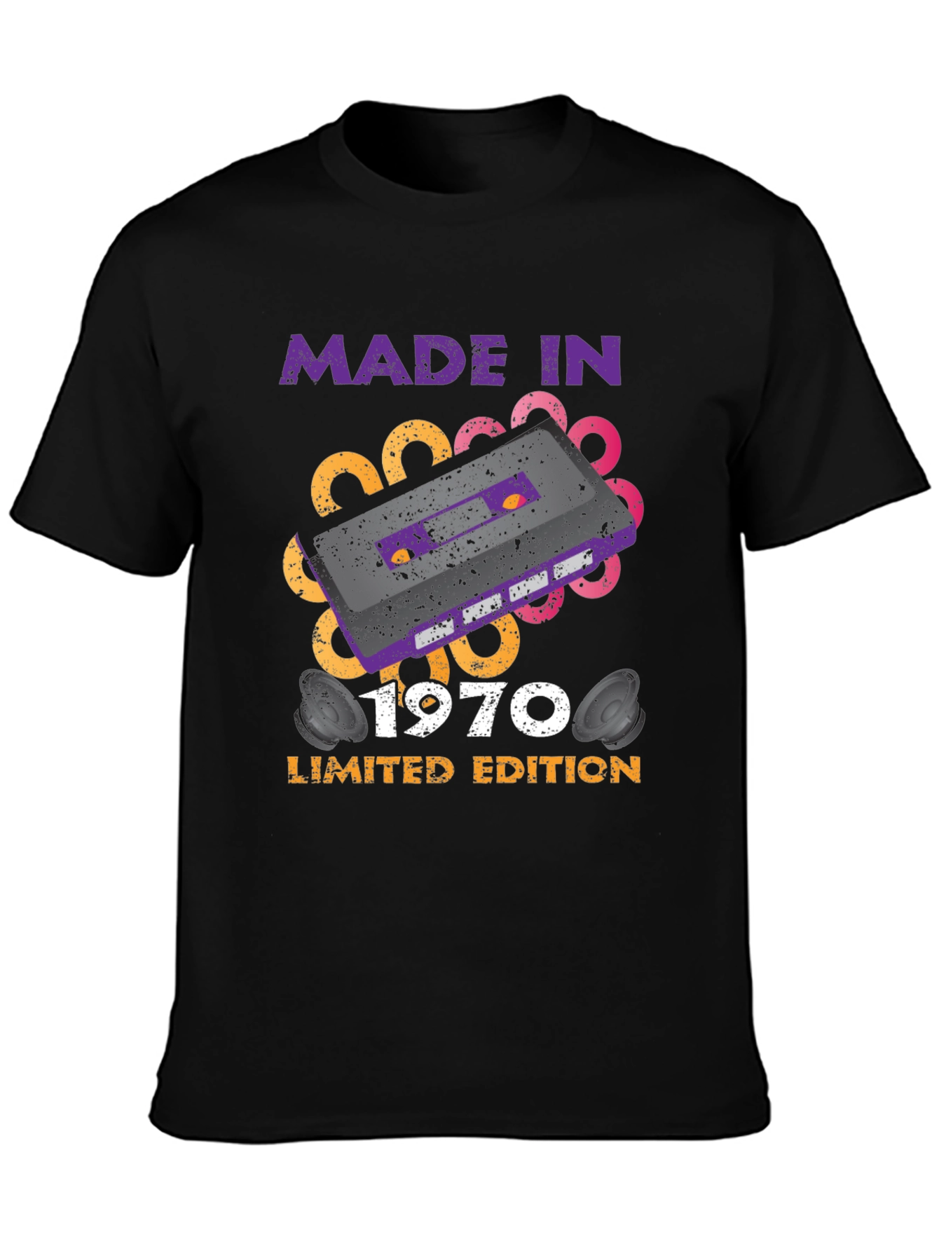 Black Made in 1970 Limited Edition Retro T-Shirt view 3