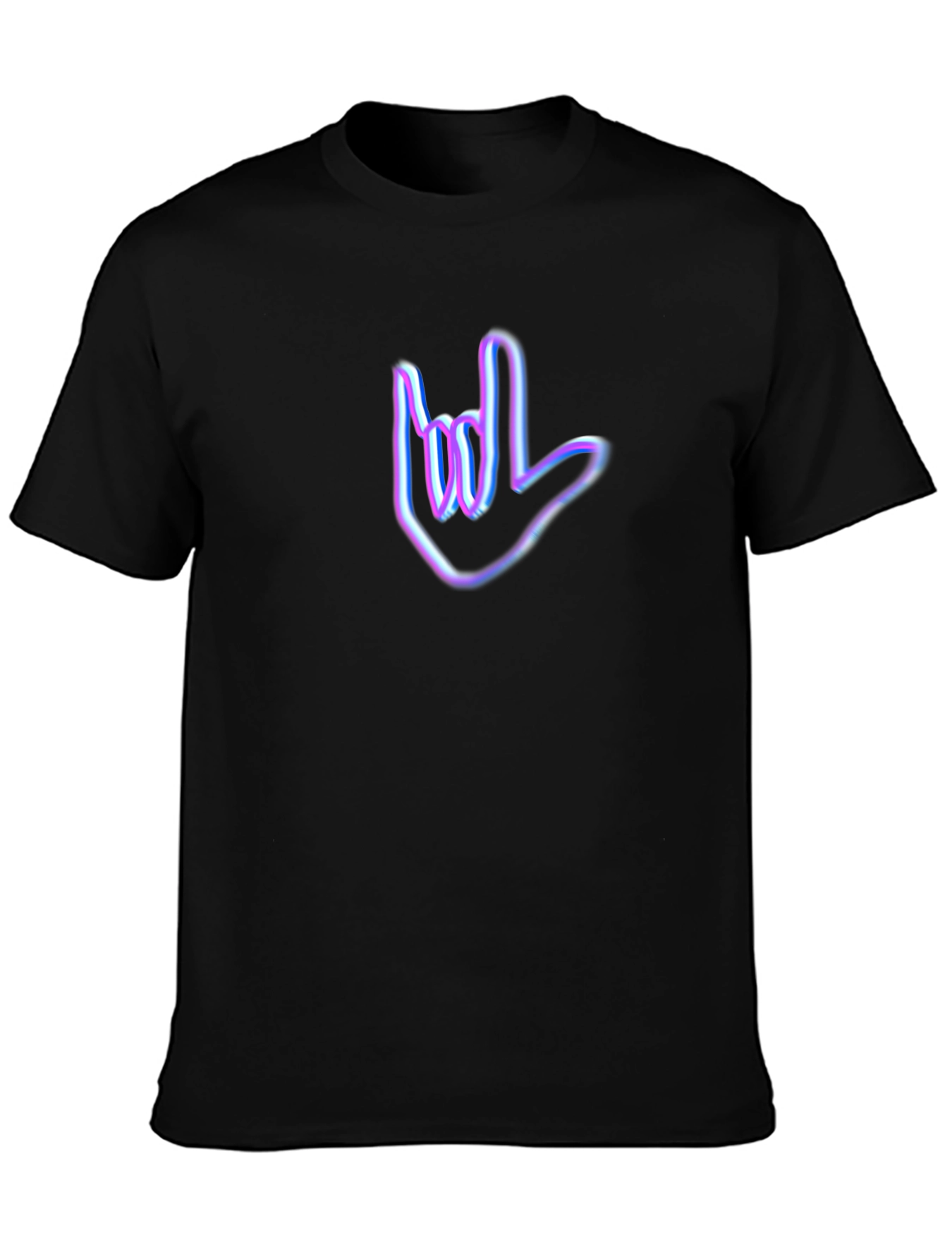 Black Neon Sign Language Graphic Tee view 3