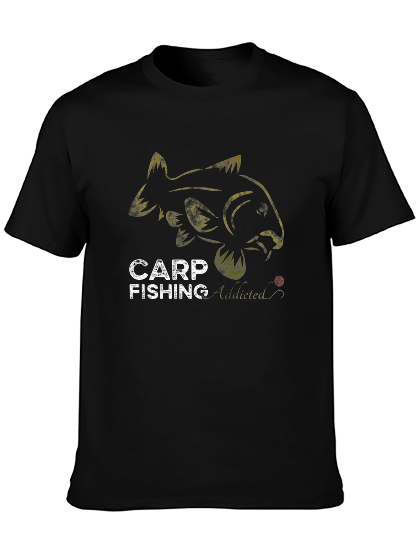 Black Carp Fishing Addicted Black T-Shirt view 3