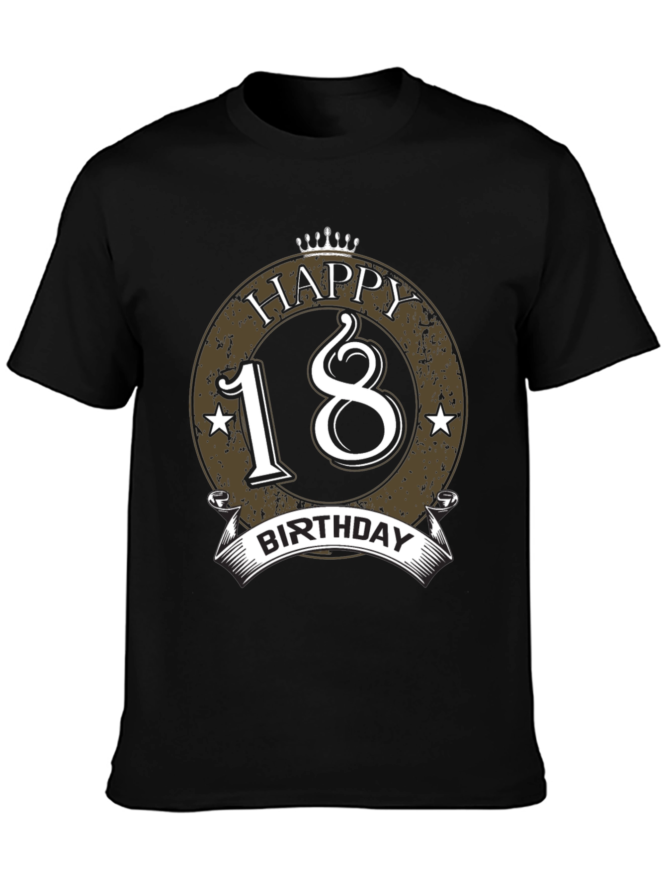 Black Happy 18th Birthday Black T-Shirt view 3