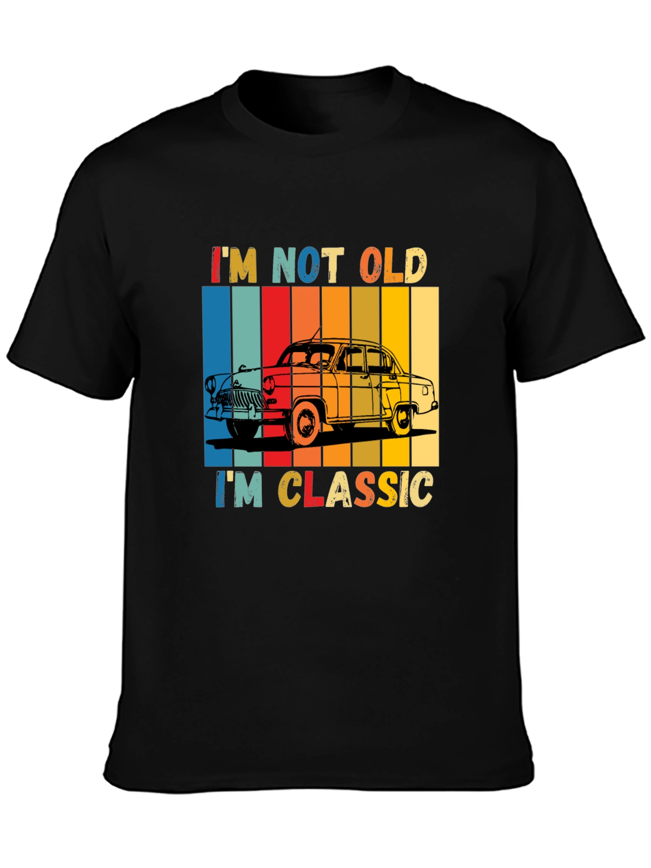 Black Classic Car T-Shirt - "I'm Not Old, I'm Classic" view 3