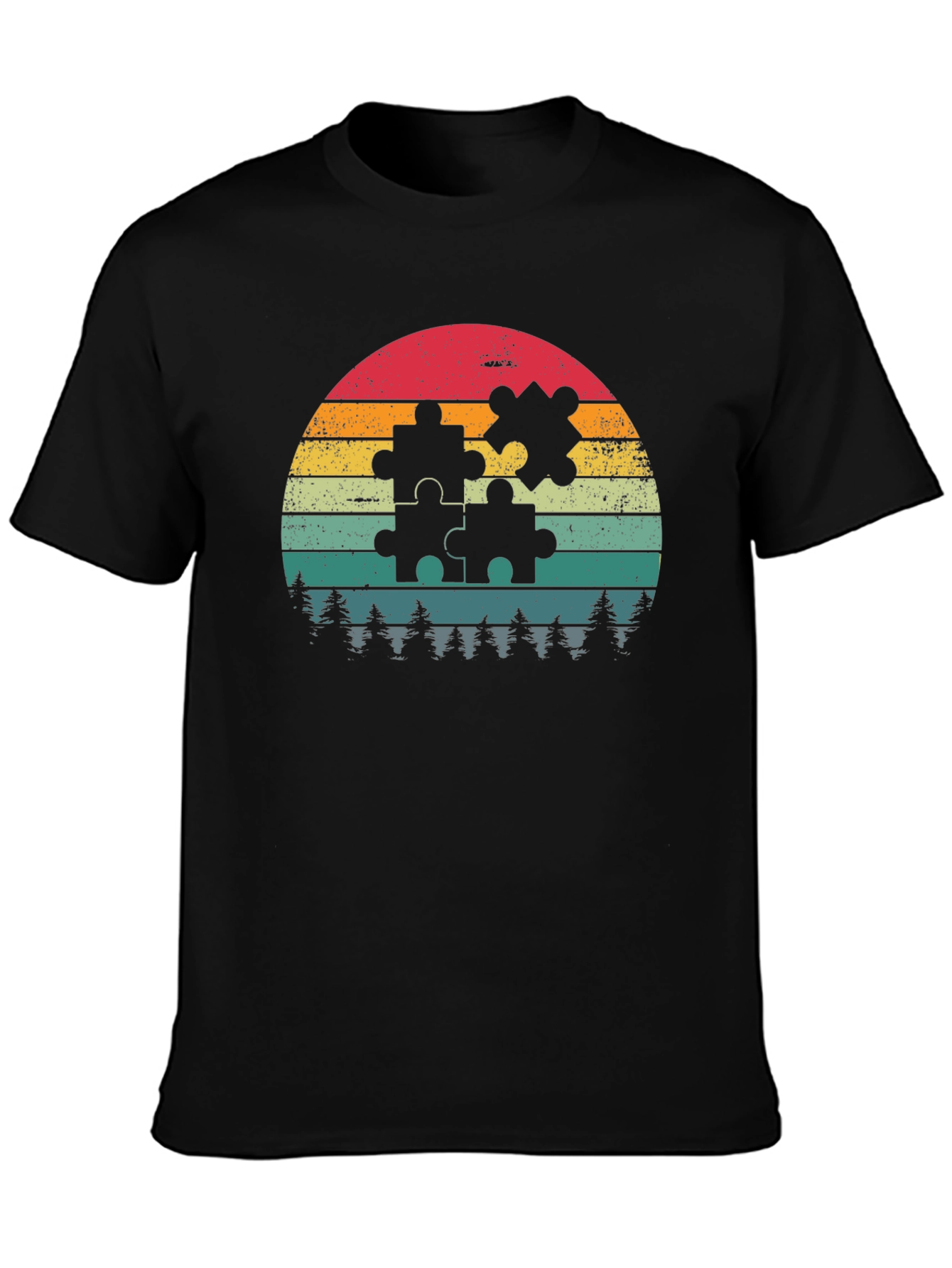 Black Retro Puzzle Piece Graphic Tee view 3