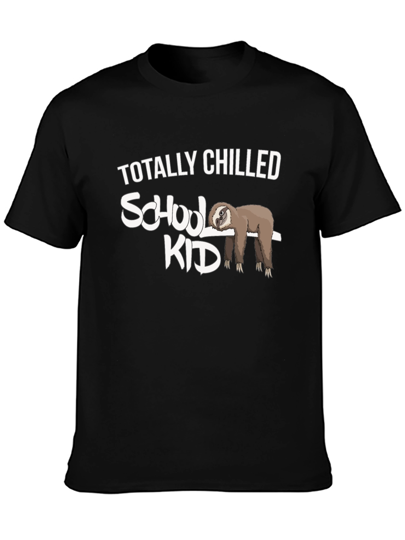 Black Totally Chilled Sloth School Kid Graphic Tee view 3