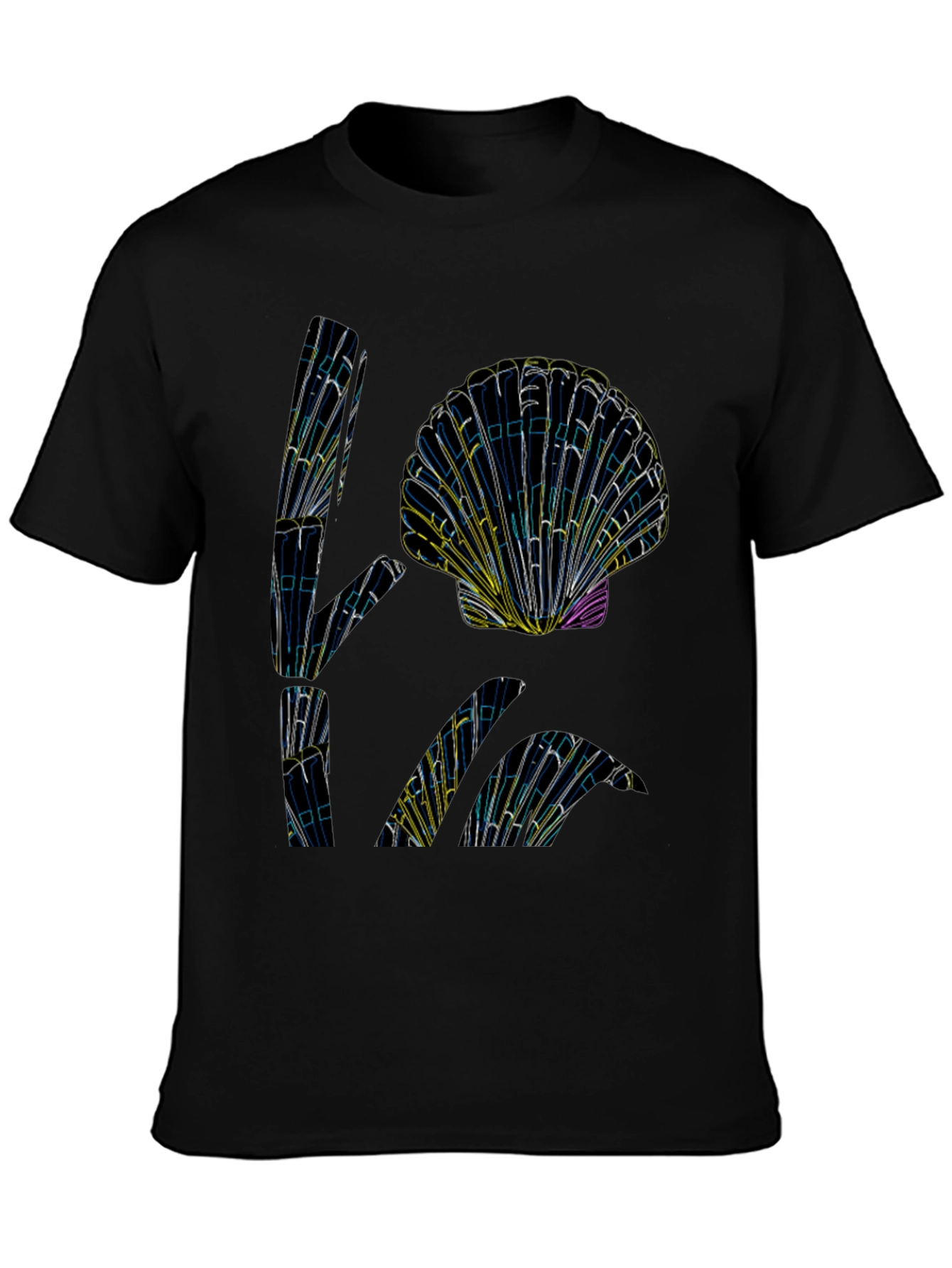 Black Abstract Seashell Graphic Tee - Black view 3