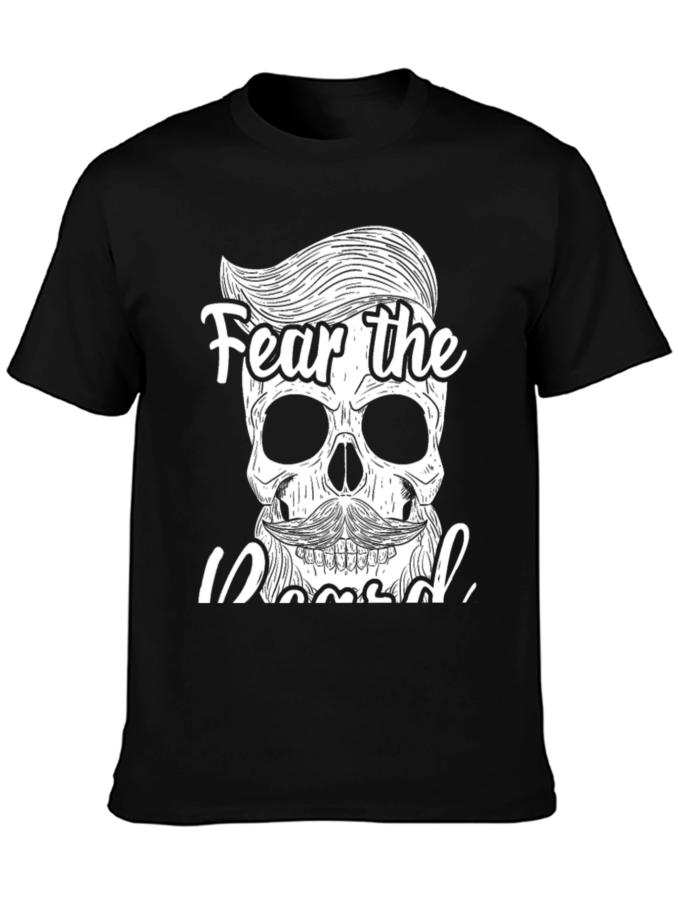 Black Fear the Bearded Skull Graphic T-Shirt view 3