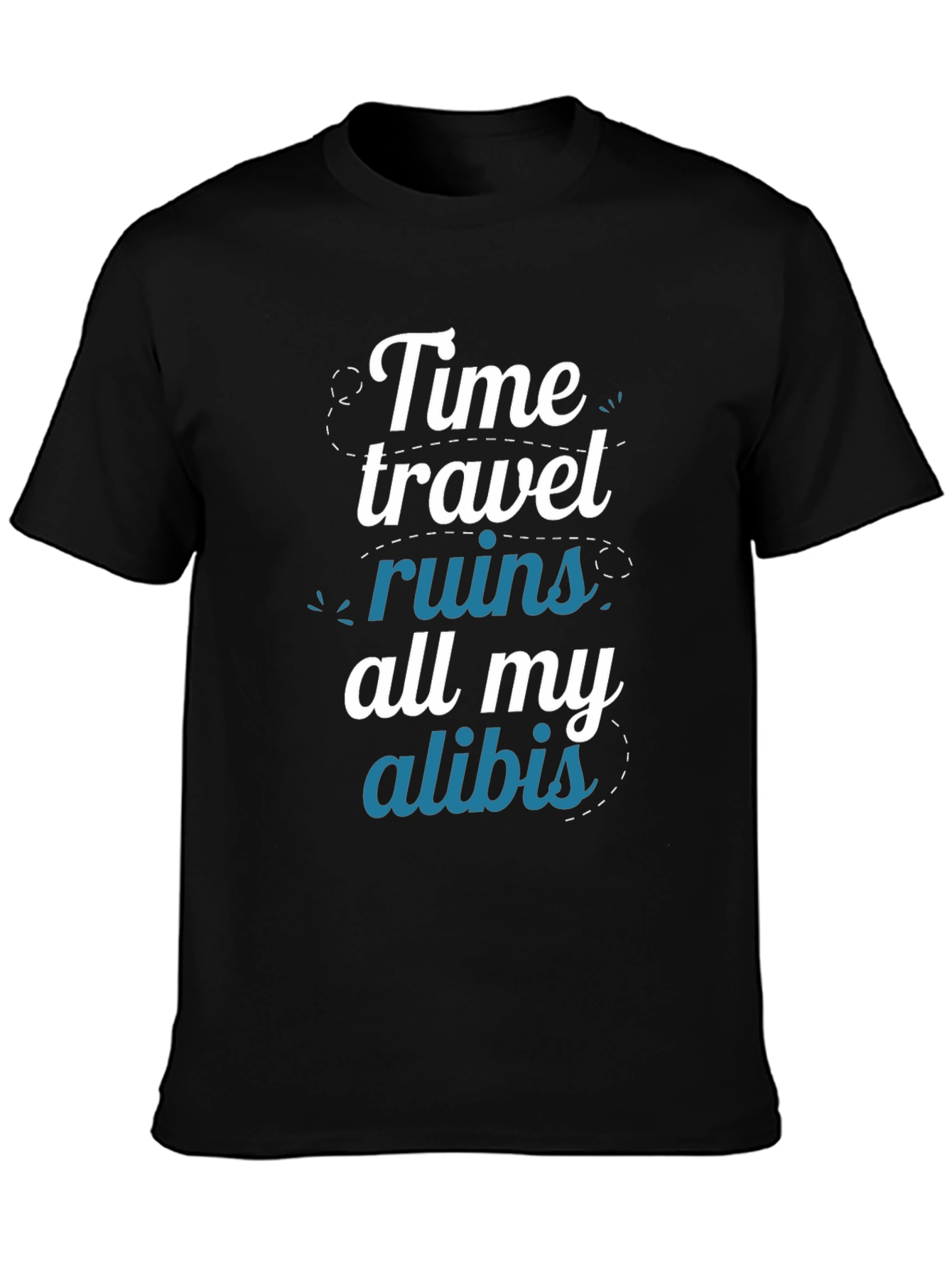 Black Time Travel Ruin Alibi Graphic T-Shirt  view 3