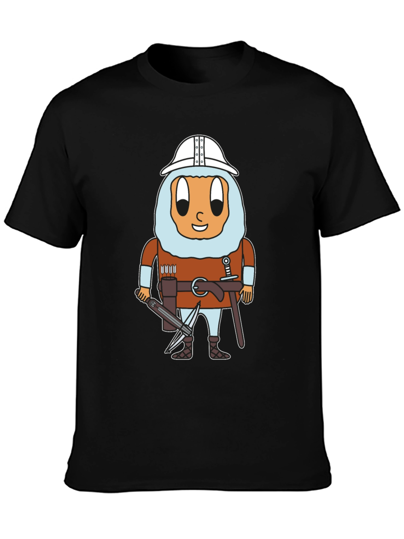 Black Egg Knight T-Shirt: Cartoon Warrior Egg Tee view 3