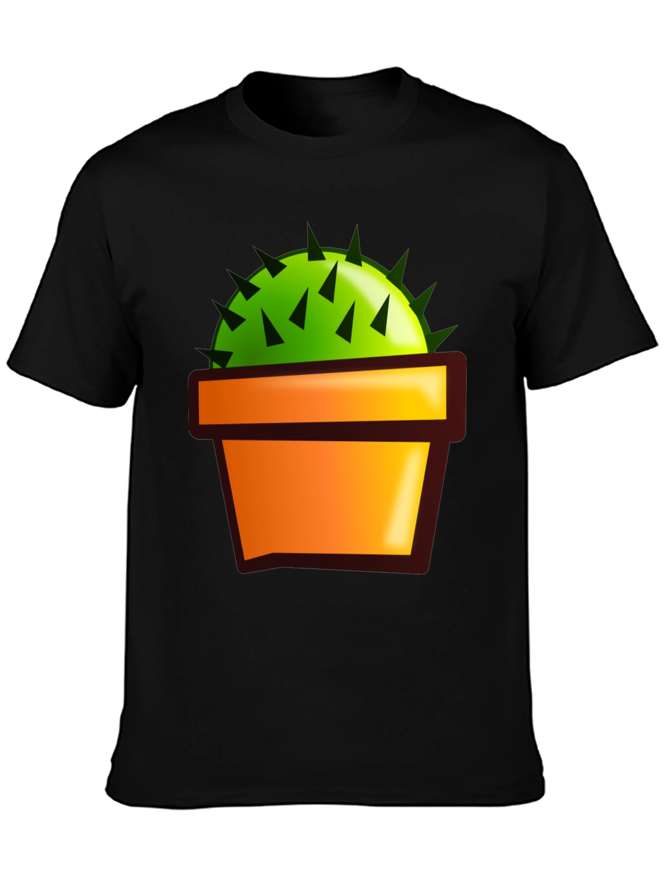 Black Cactus in Pot Graphic T-Shirt - Black view 3