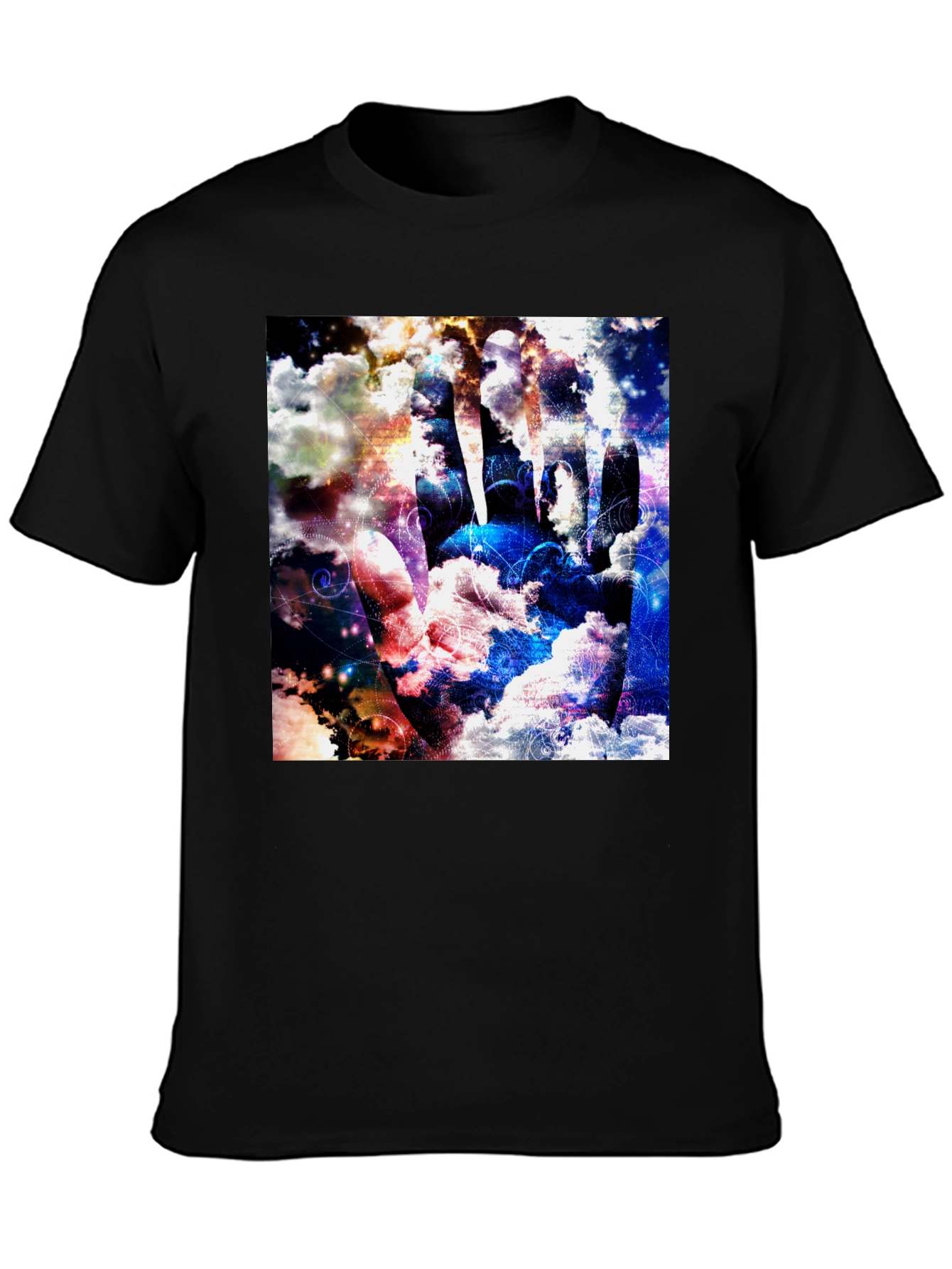 Abstract Cloud Hand Graphic Black Tee - 3