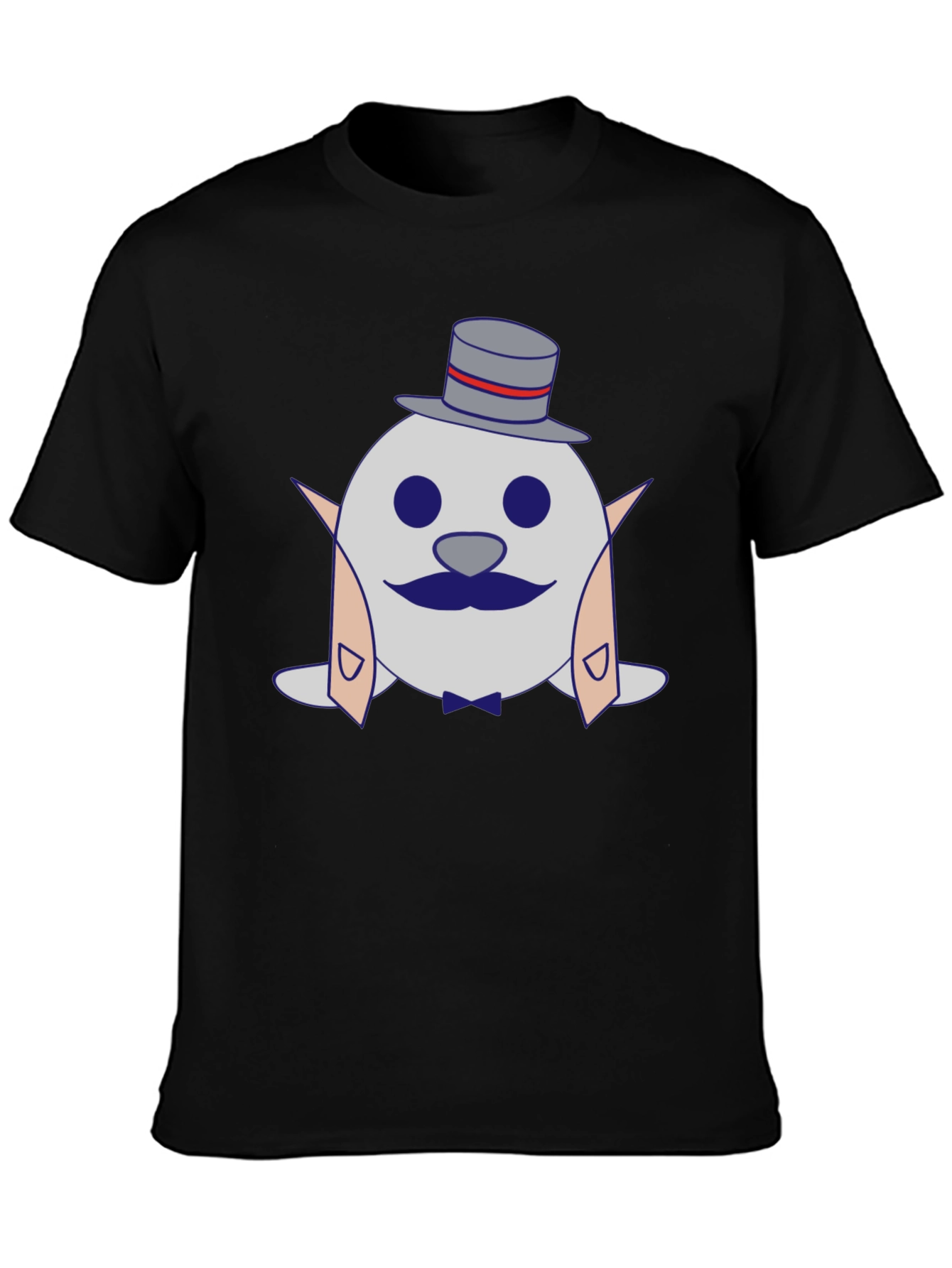 Black Dapper Seal T-Shirt - Cartoon Tuxedo Design view 3