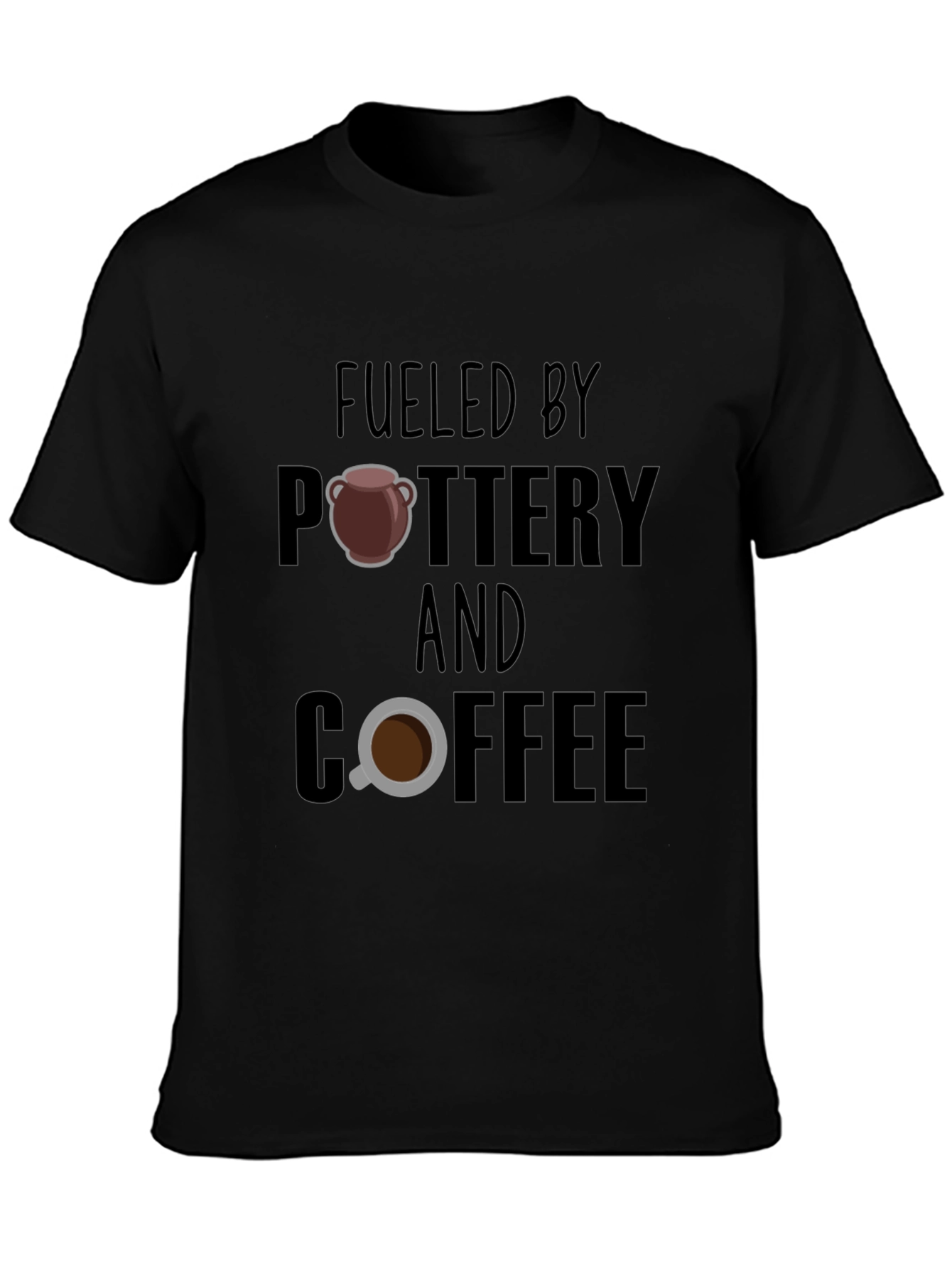 Black Fueled By Pottery and Coffee Graphic T-Shirt view 3