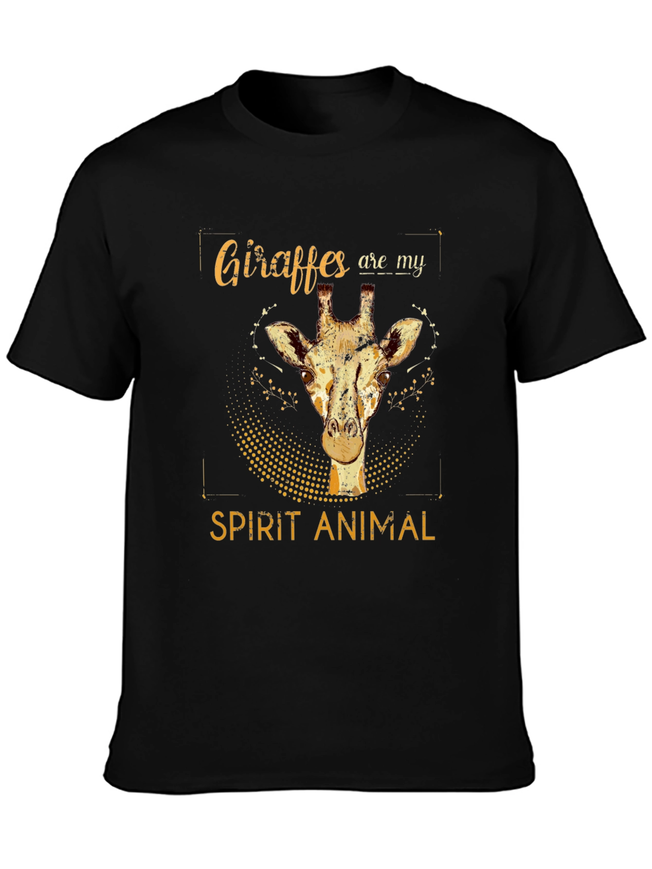 Black Giraffe Spirit Animal Graphic Tee - Black Cotton T-Shirt view 3