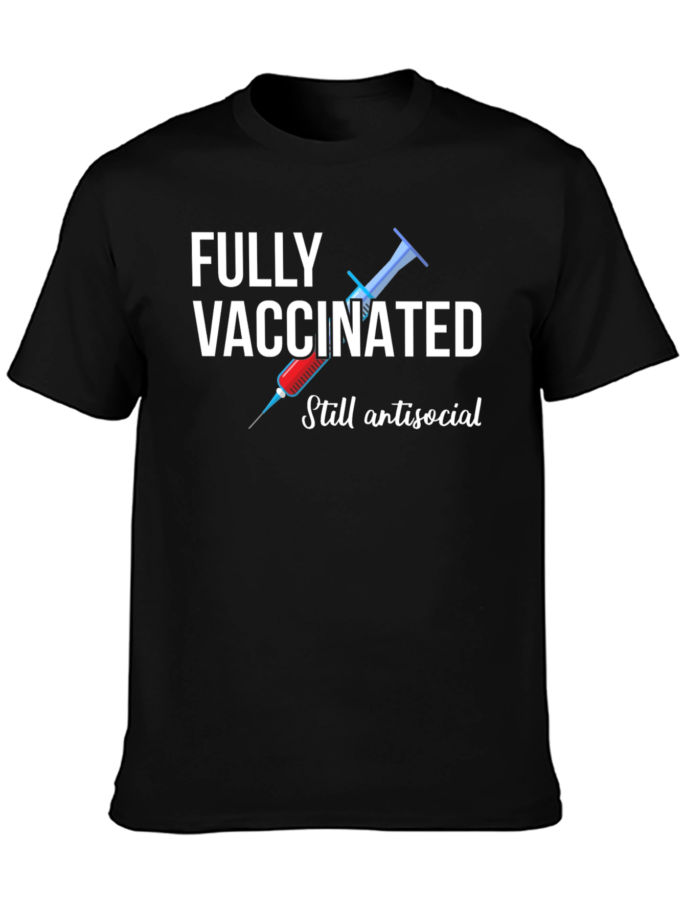 Black Fully Vaccinated Antisocial Graphic Tee view 3