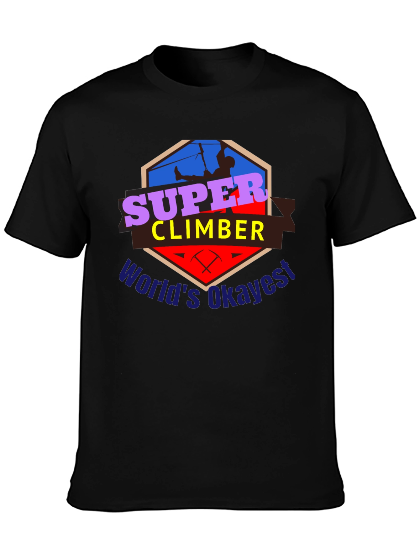 Black Super Climber T-Shirt - World's Okayest Climber Tee view 3