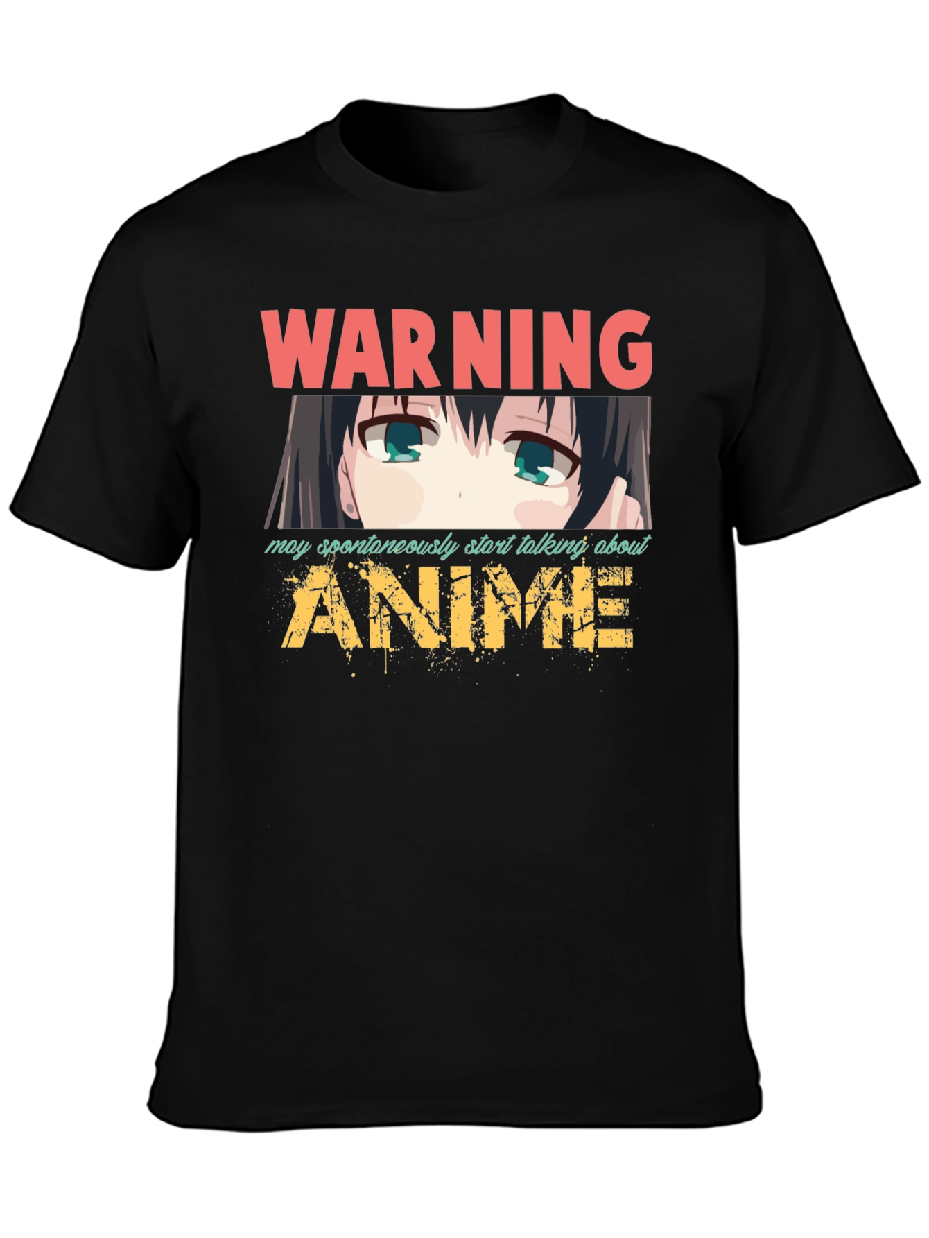 Black Warning Anime T-Shirt view 3
