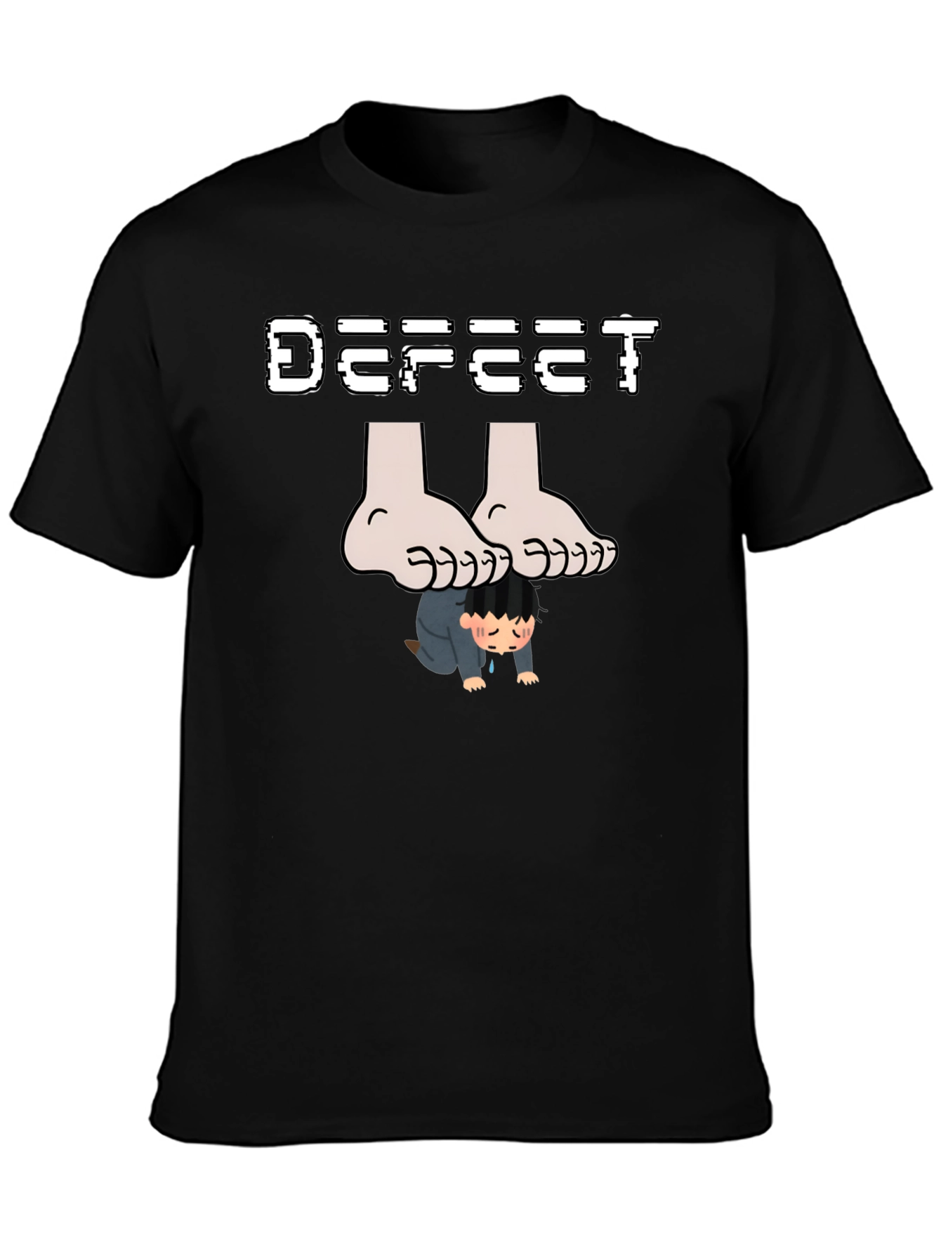 Black Defeet Funny Graphic T-Shirt view 3