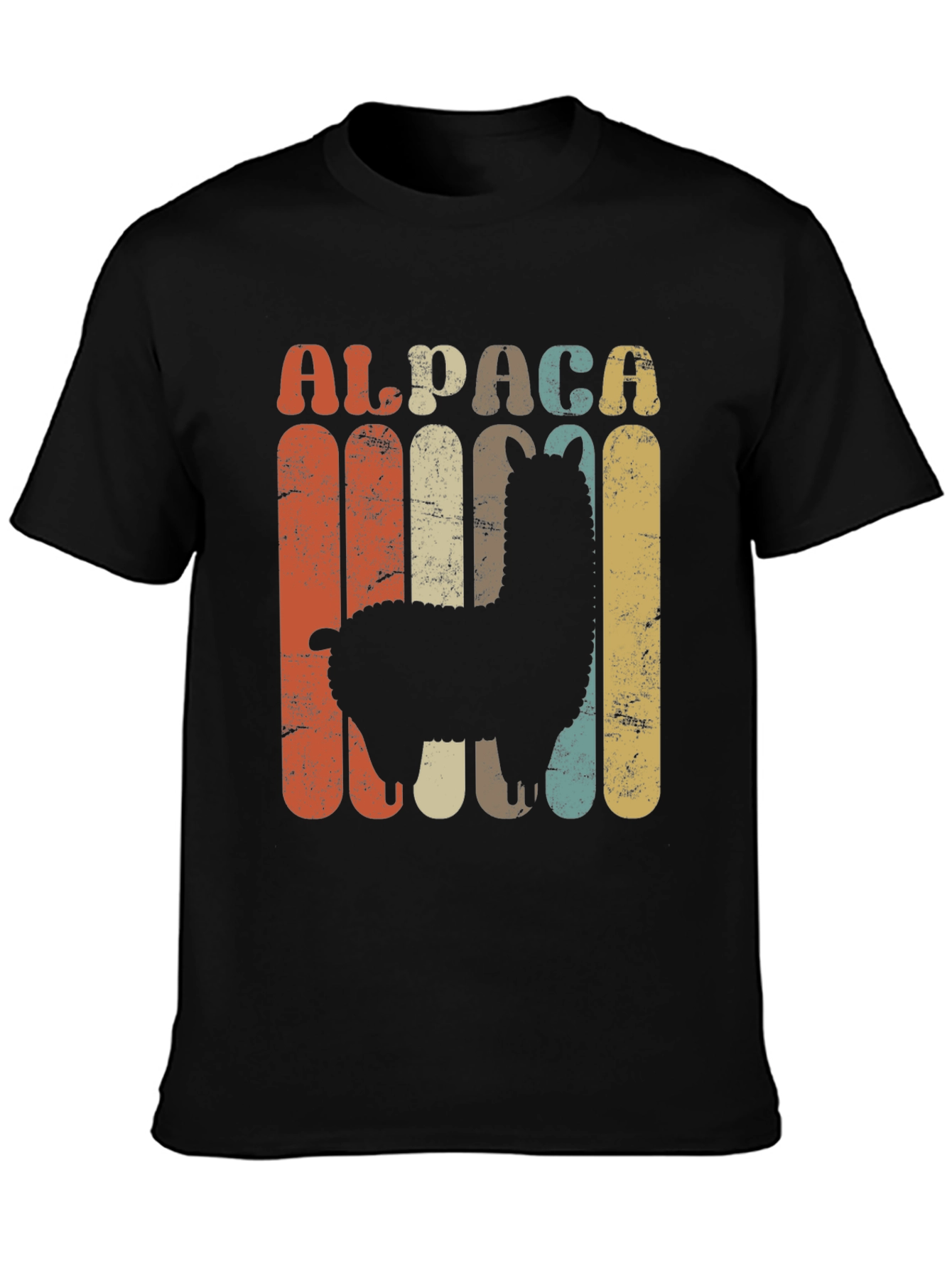 Black Retro Alpaca Graphic T-Shirt - Vintage Style view 3