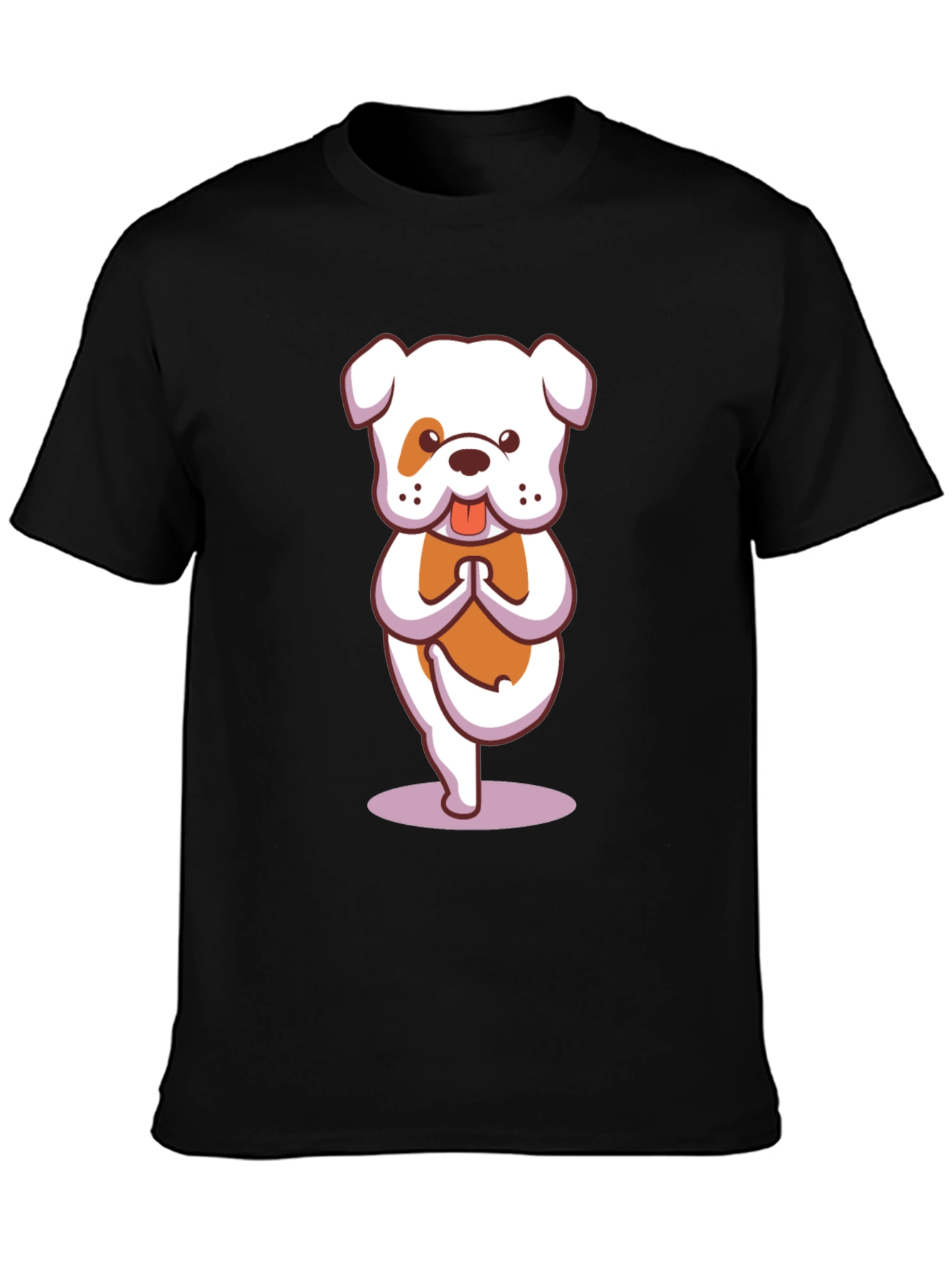 Black Yoga Bulldog Black T-Shirt view 3