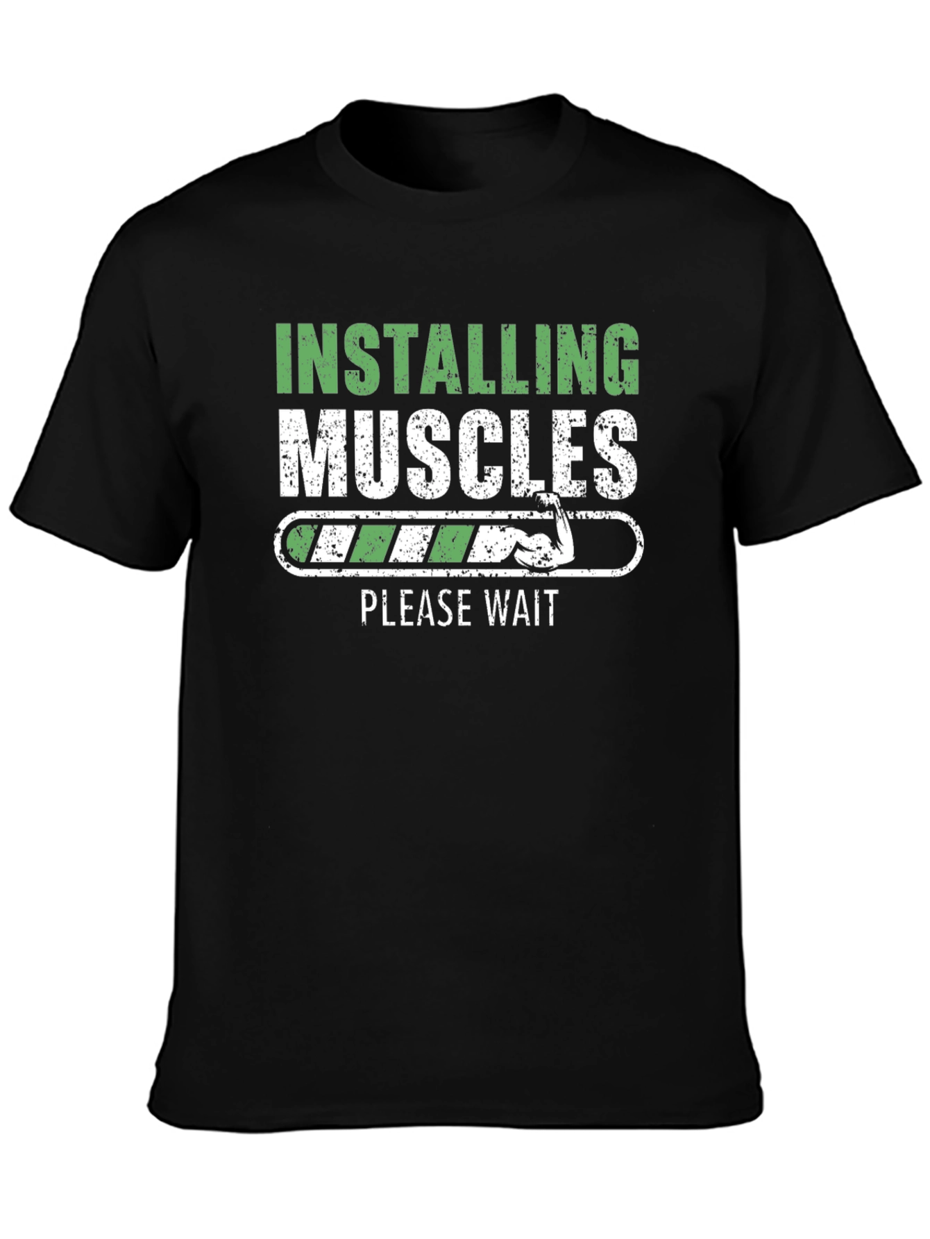 Black Installing Muscles T-Shirt Funny Gym Workout Tee view 3