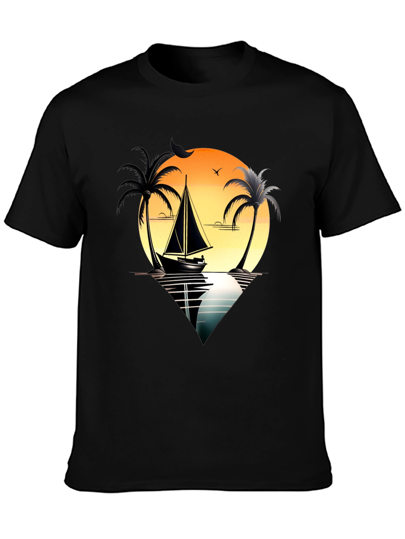 Black Sunset Sail T-Shirt view 3